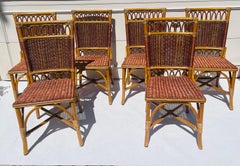 6 Vintage McGuire Woven Rattan Bamboo Chairs Set
