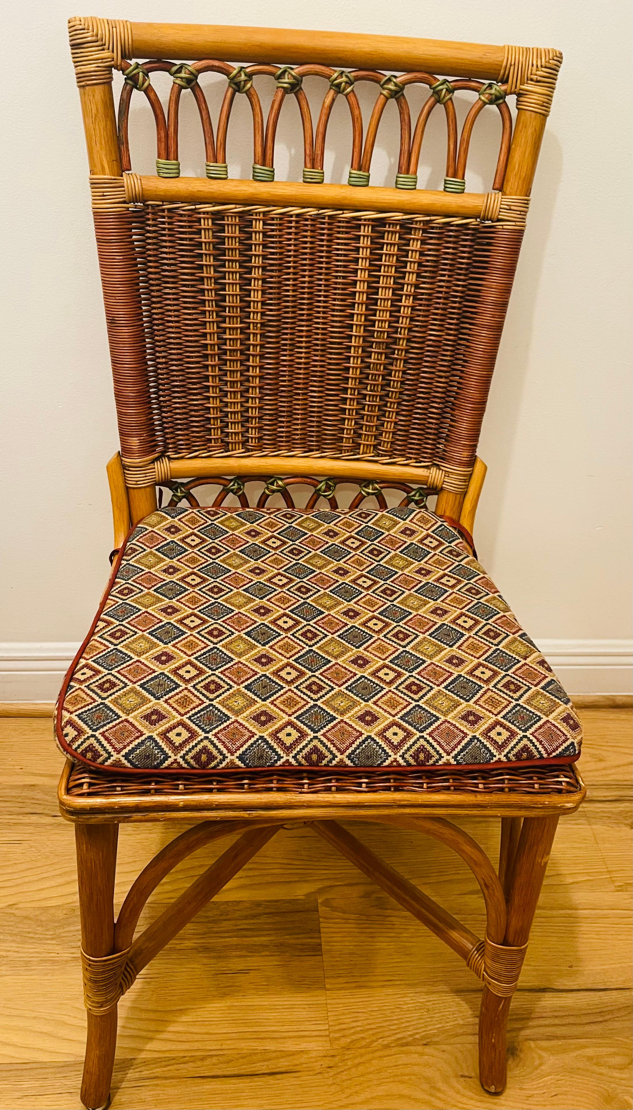 6 Vintage McGuire Woven Rattan Bamboo Chairs Set For Sale 2