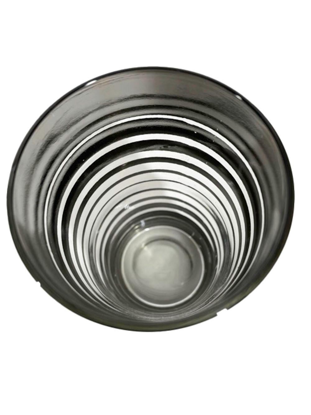 6 Vintage Mid-Century Modern Highball Glasses with Graduated Silver Bands In Good Condition For Sale In Nantucket, MA