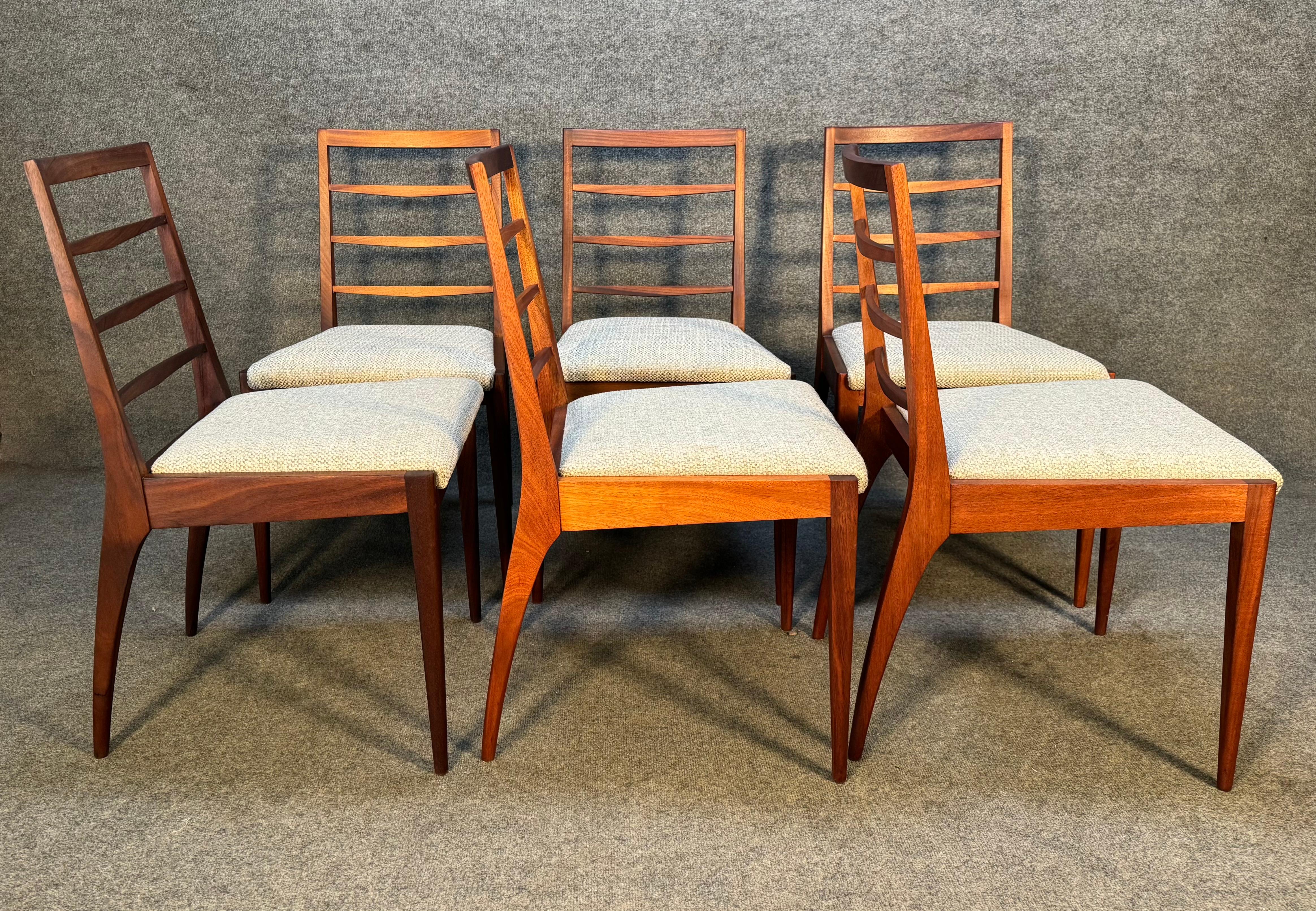 6 Vintage Mid Century Modern Mahogany Dining Chairs by McIntosh For Sale 2