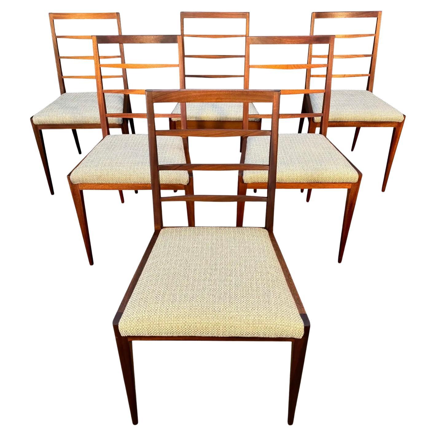 6 Vintage Mid Century Modern Mahogany Dining Chairs by McIntosh For Sale