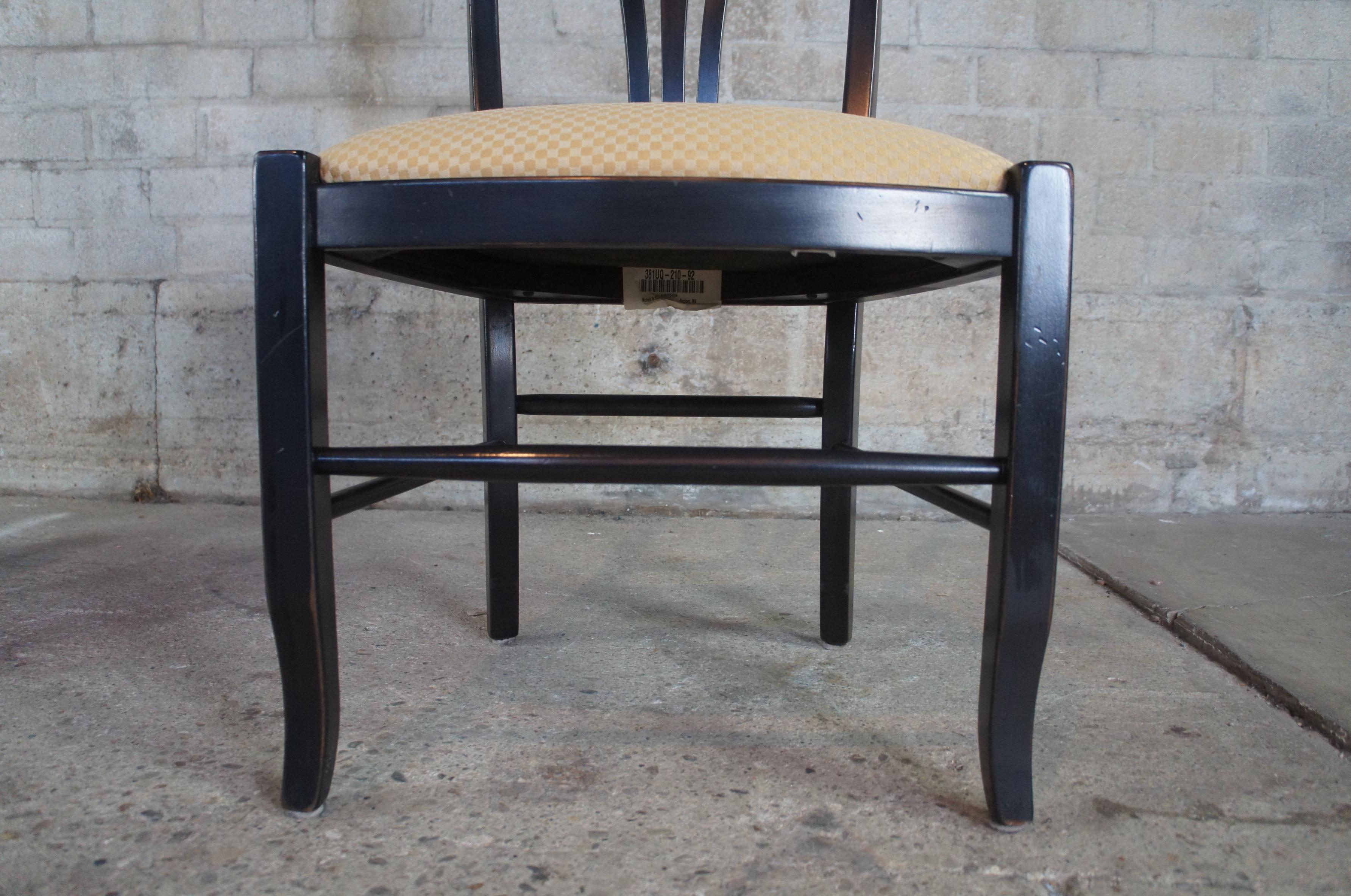 20th Century 6 Vintage Nichols & Stone Country Manor Maple Black Dining Side Chairs Gold Seat