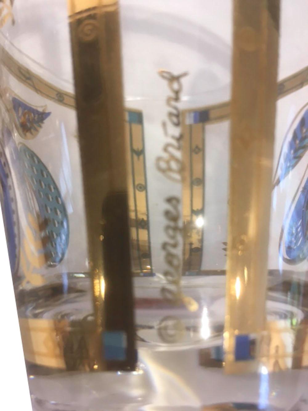 Américain 6 verres vintage à l'ancienne de Georges Briard dans le motif de fruits défendus en vente