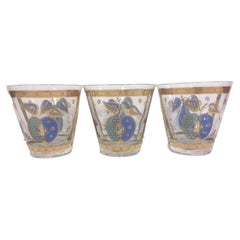 6 Vintage Old Fashioned Glasses by Georges Briard in the Forbidden Fruit Pattern
