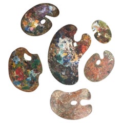 6 palettes d'artistes vintage de forme organique