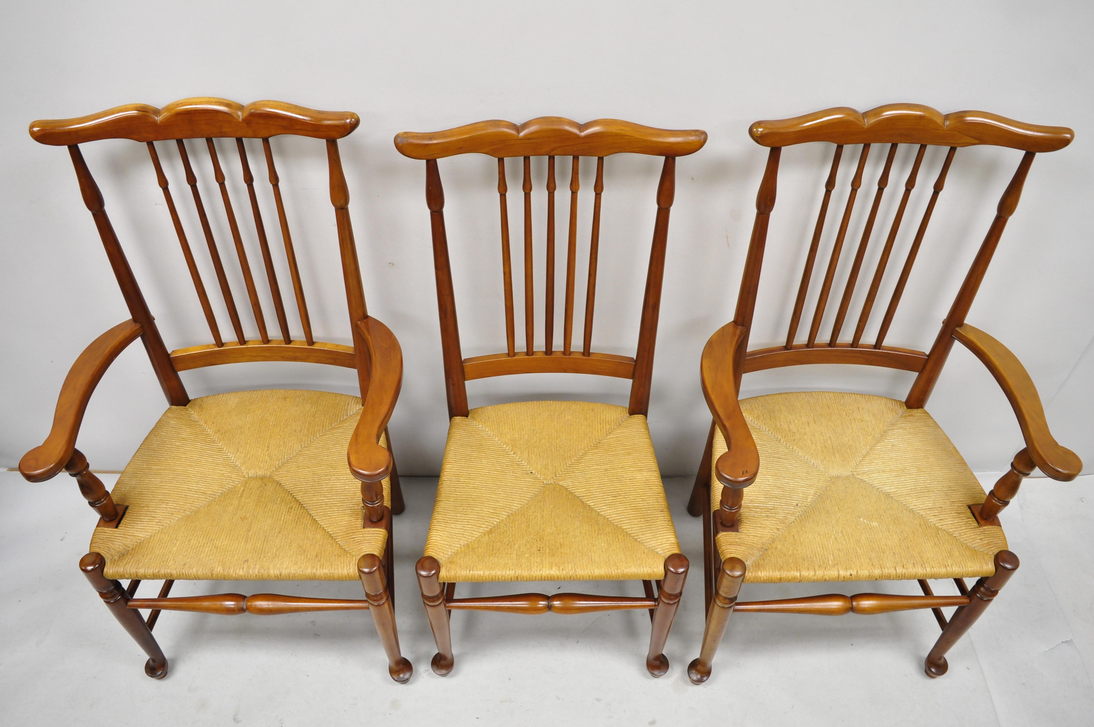 rush seat vintage dining chairs