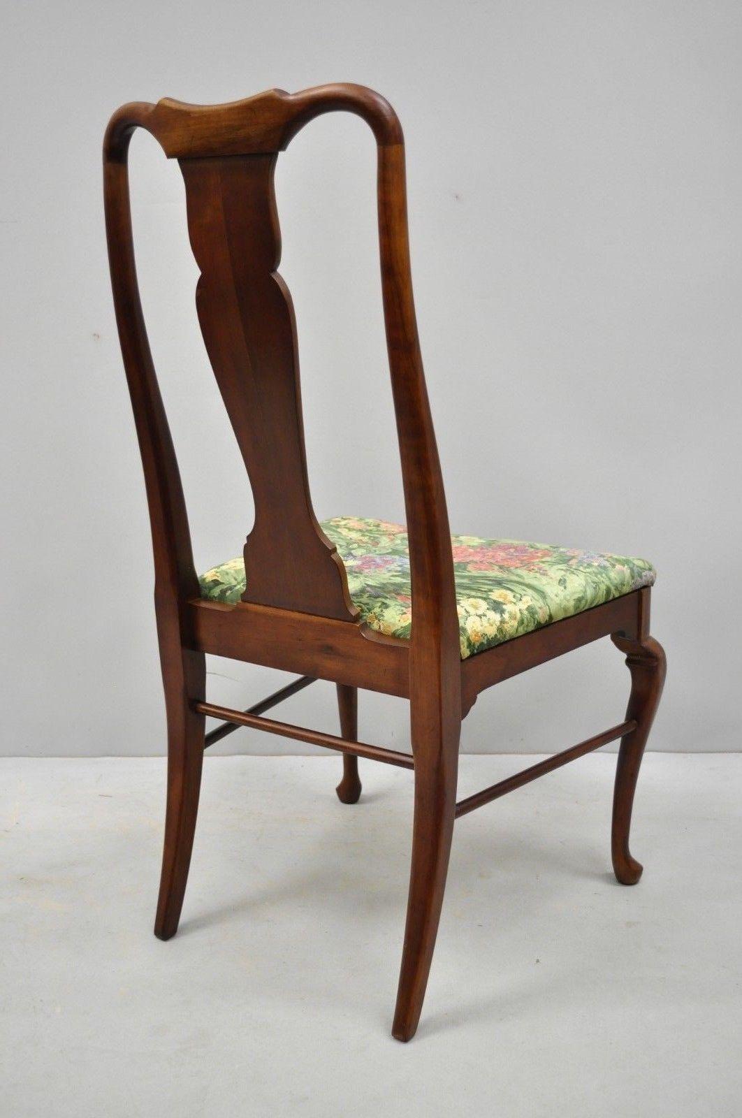 6 Vintage Thomasville Queen Anne Style Solid Cherrywood Dining Chairs 3