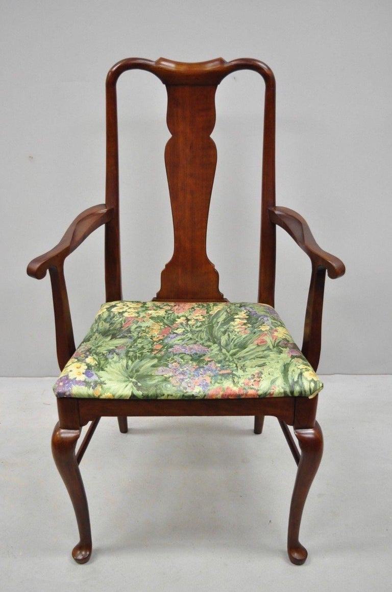 6 Vintage Thomasville Queen Anne Style Solid Cherrywood Dining Chairs