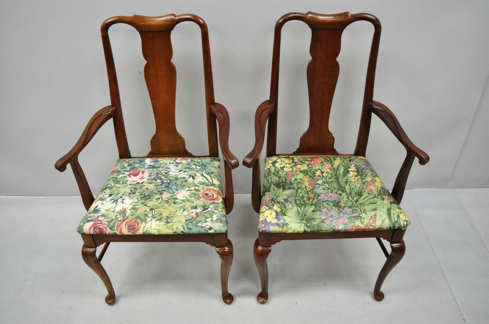 American 6 Vintage Thomasville Queen Anne Style Solid Cherrywood Dining Chairs