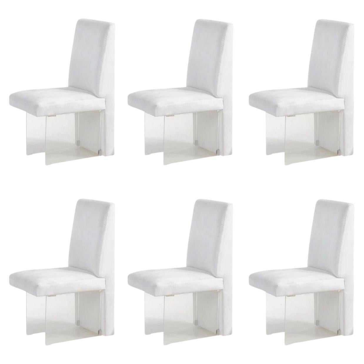 6 Vladimir Kagan "Clos" Lucite Dining Chairs, 1975 For Sale
