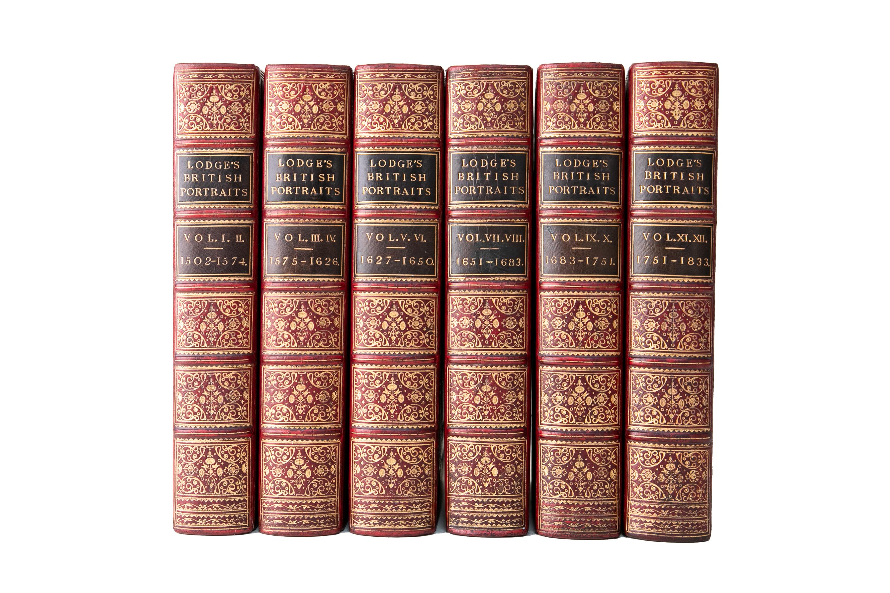6 Volumes. Edmund Lodge, Portraits of Illustrious Personages of Great Britain. For Sale