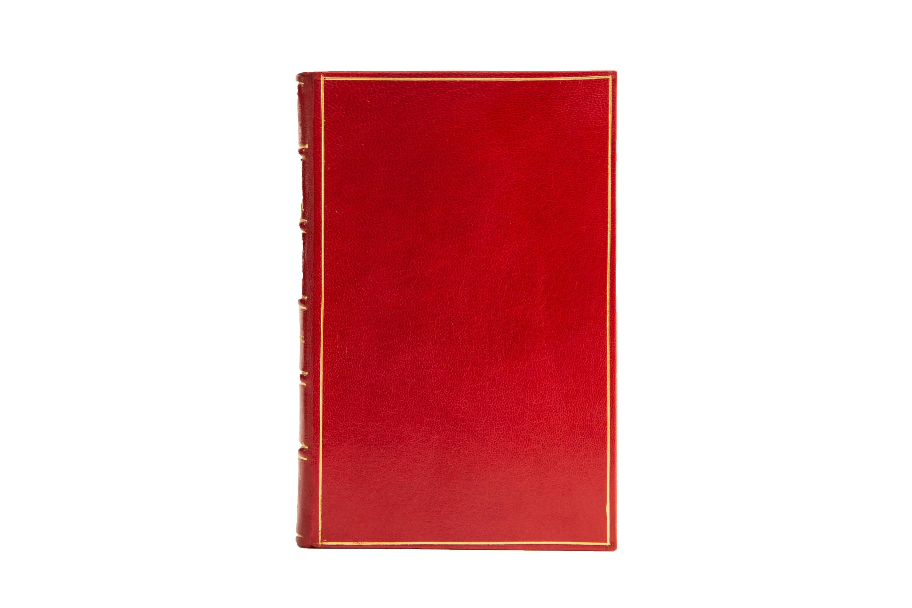 6 Volumes. Winston Churchill, The The Second World War. First edition. Bound in full red morocco with the covers displaying lion details, the publication date, bordering, and label lettering, all gilt-tooled. All of the edges are gilt. Published by