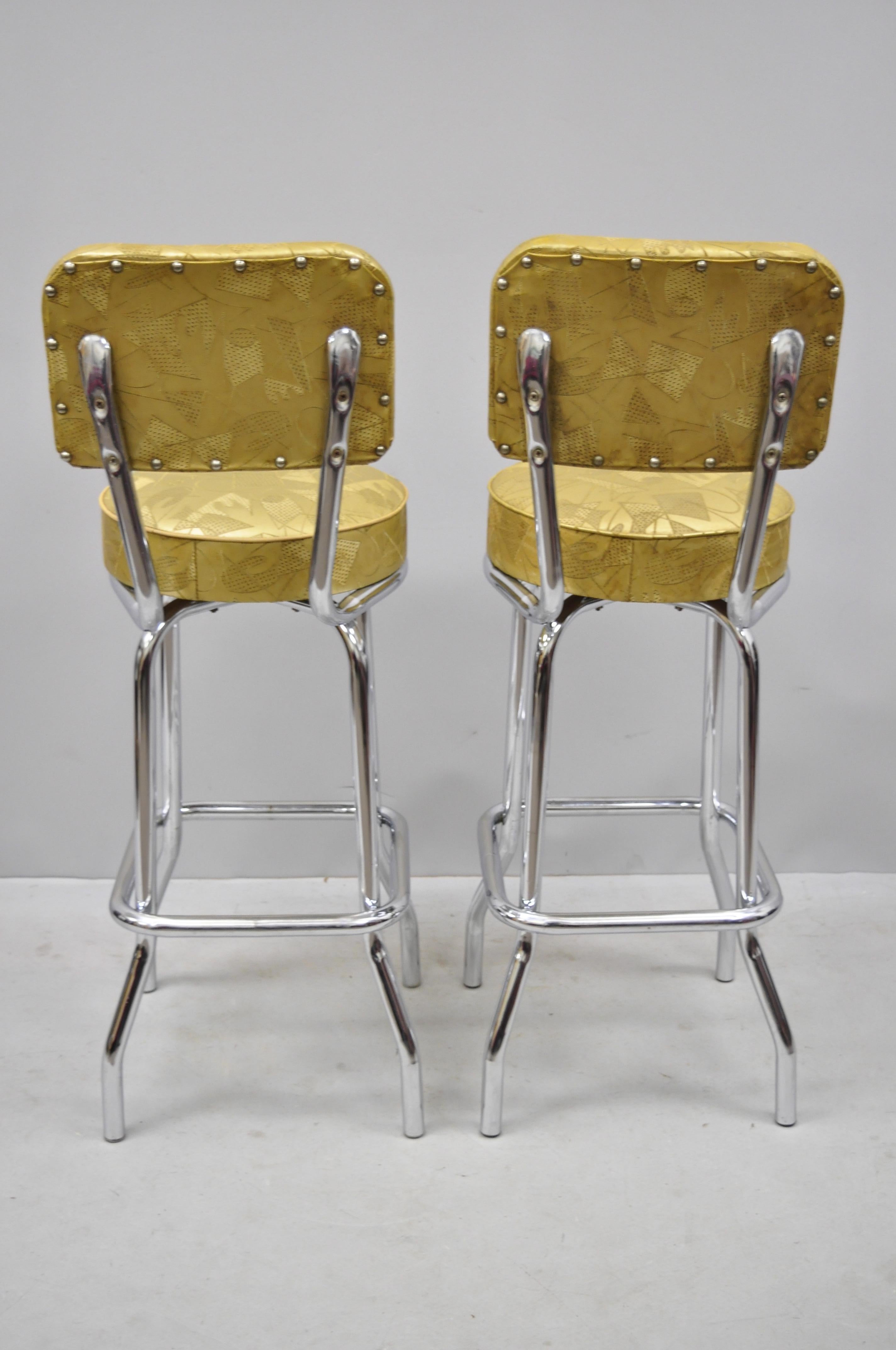 6 Vinatege Mid-Century Modern Metal Swivel Bar Stools by Krometal Mfg 5