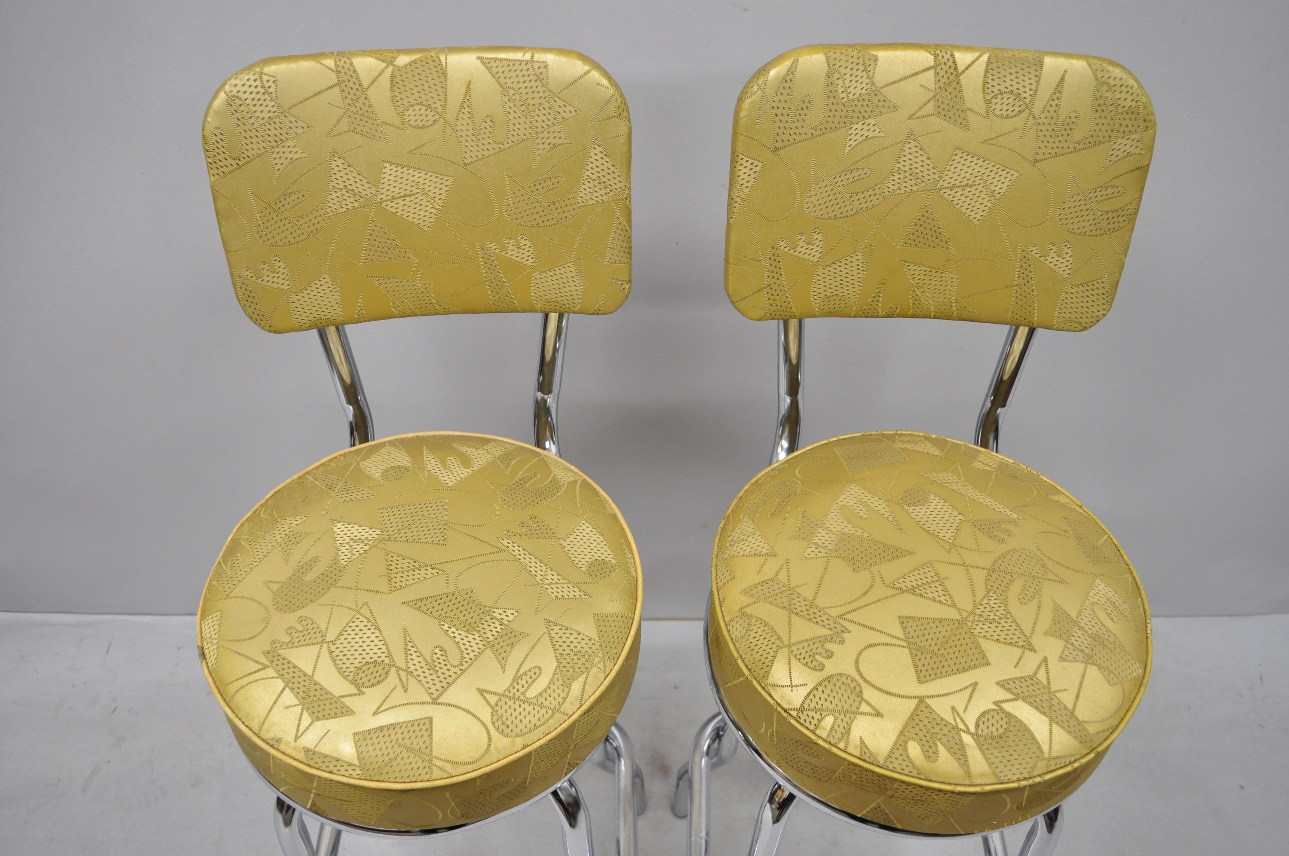 20th Century 6 Vinatege Mid-Century Modern Metal Swivel Bar Stools by Krometal Mfg