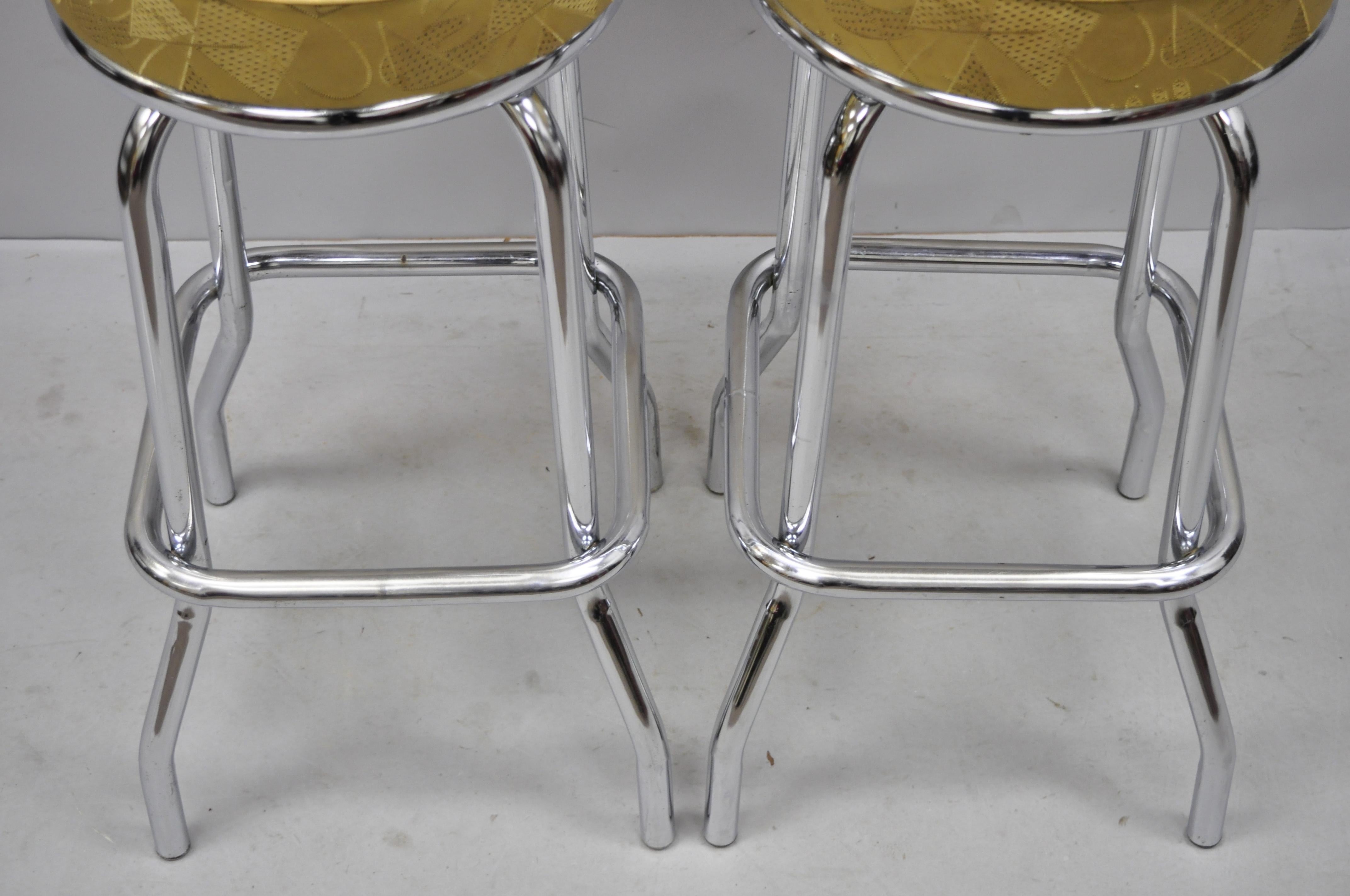 6 Vinatege Mid-Century Modern Metal Swivel Bar Stools by Krometal Mfg 1
