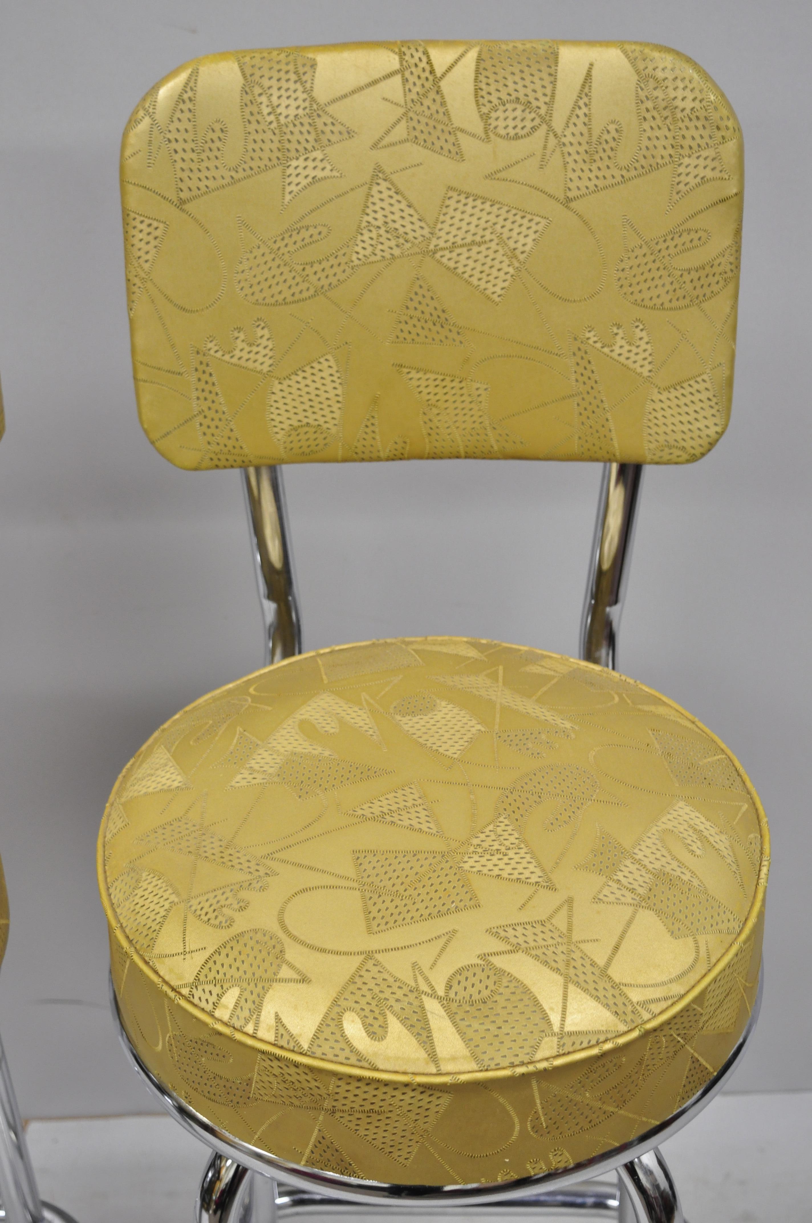 6 Vinatege Mid-Century Modern Metal Swivel Bar Stools by Krometal Mfg 2
