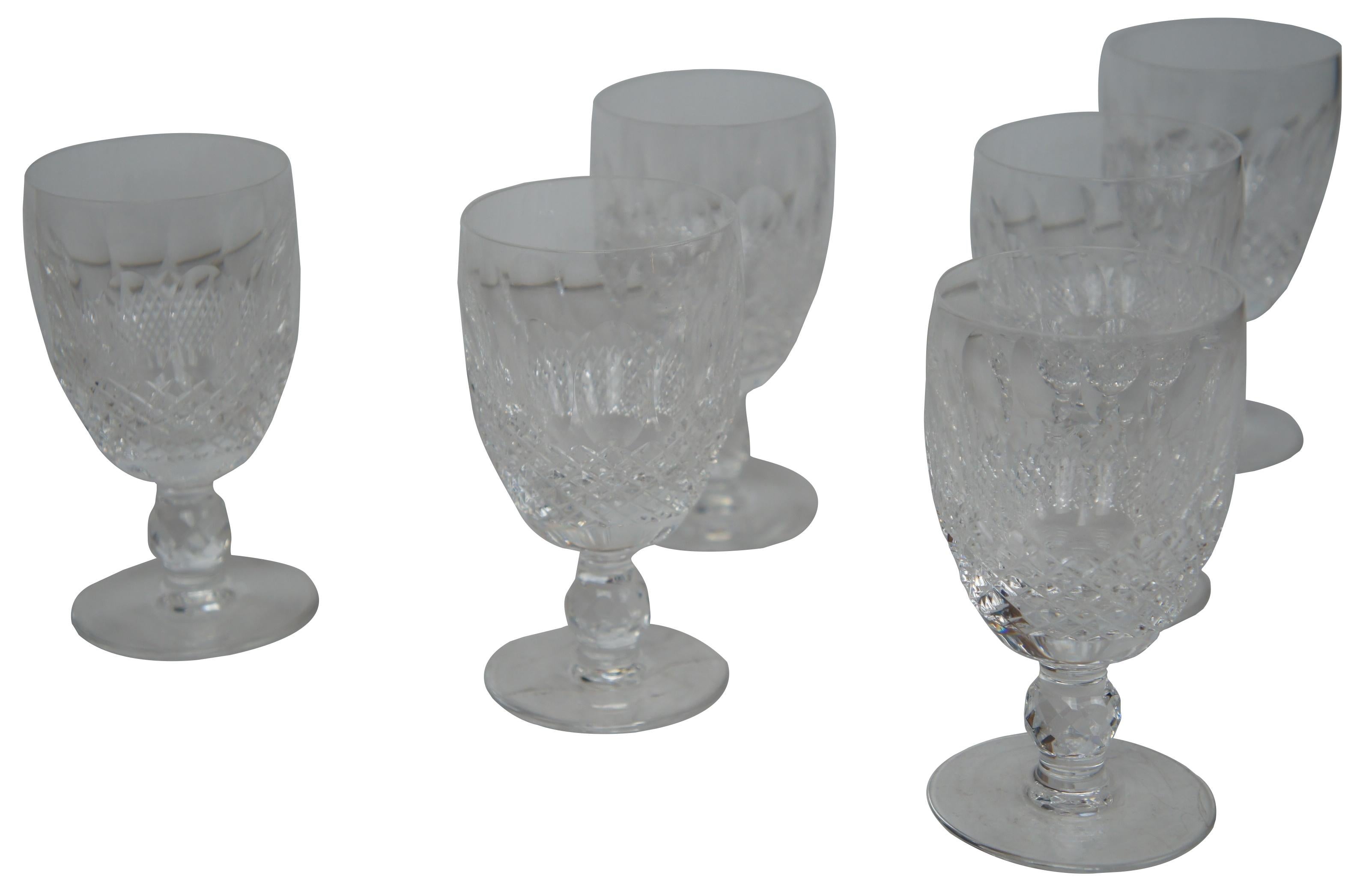 Set of 6 Waterford cut crystal wine glasses in the Colleen pattern.
 