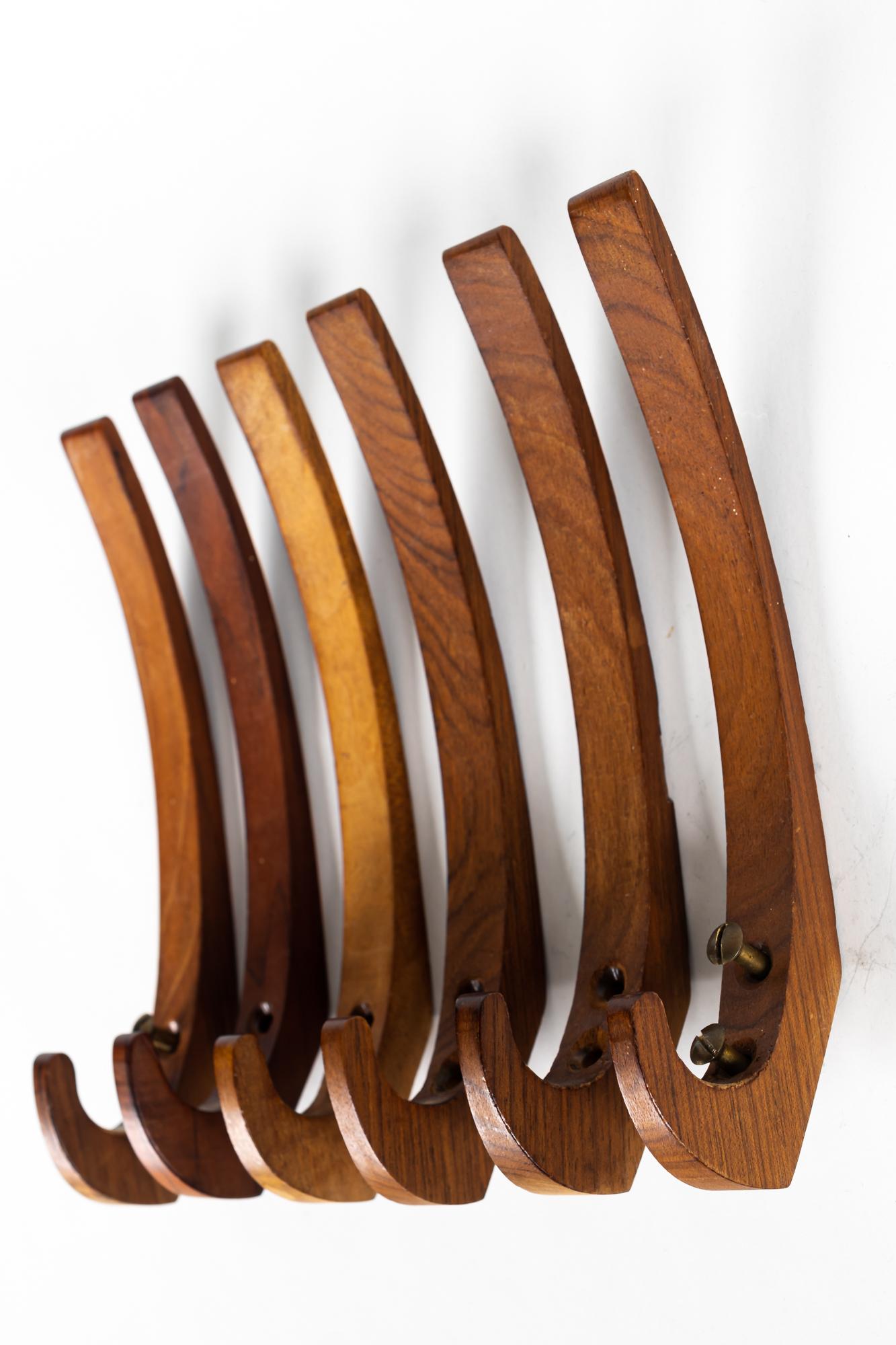6 Wall Hooks Rosewood Vienna around 1960s For Sale 1
