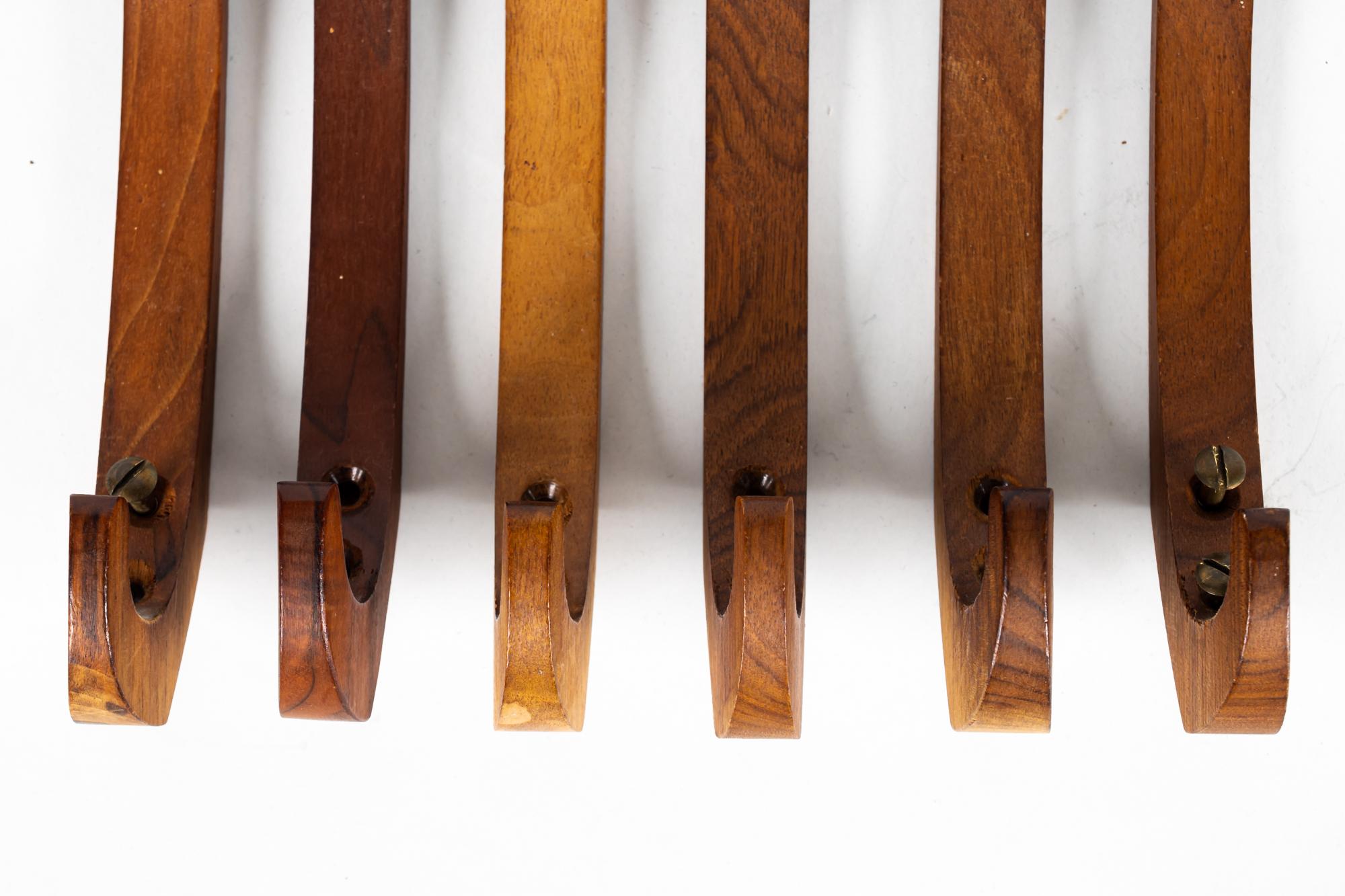 6 Wall Hooks Rosewood Vienna around 1960s For Sale 2