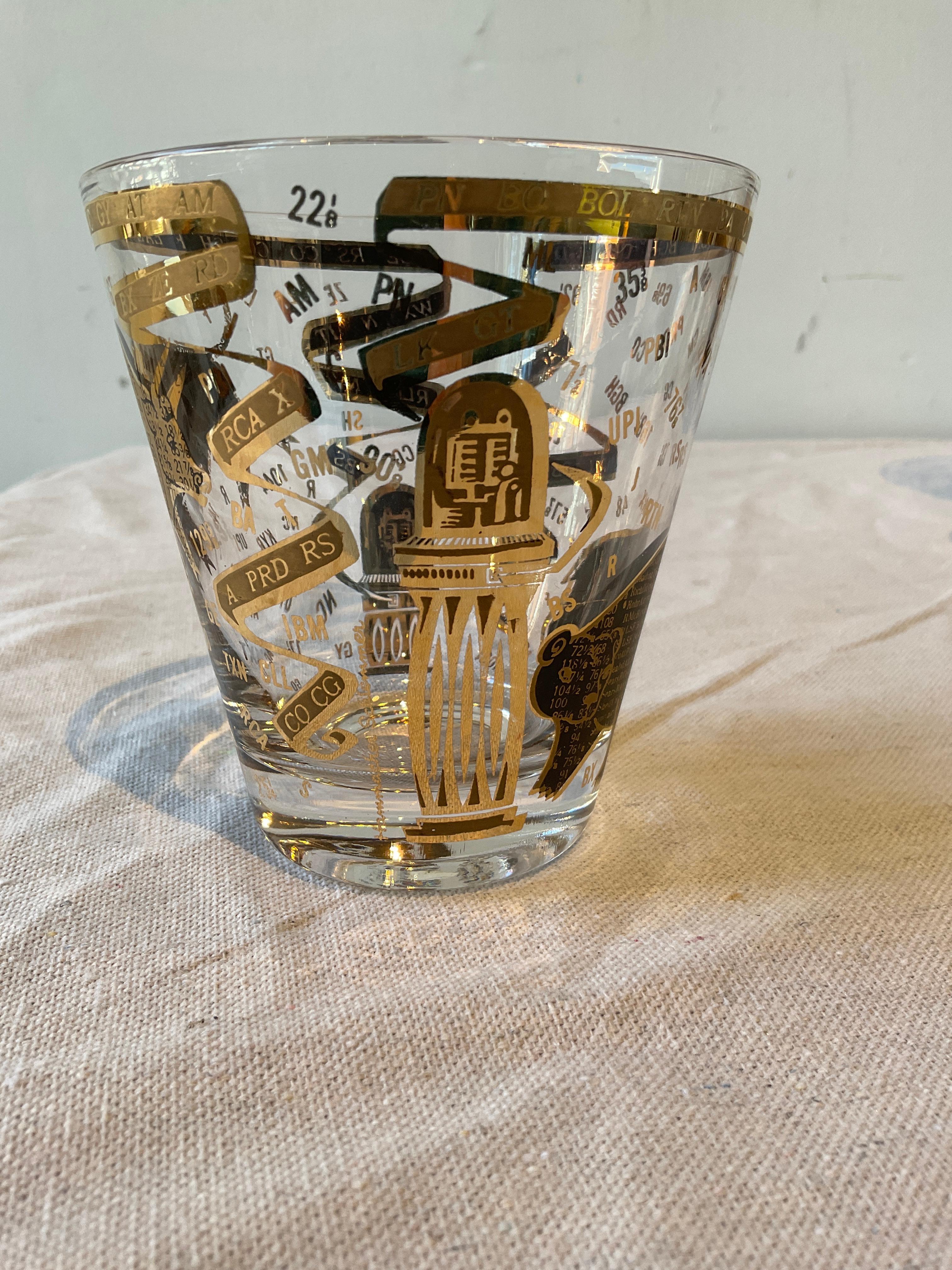 Late 20th Century 6 Wall Street ( Bull And Bear) Glasses By Hammecher Schlemmer For Sale