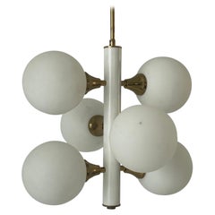 6 Lustre en verre Ball and Ball blanc par Kaiser Leuchten, années 1960, Allemagne