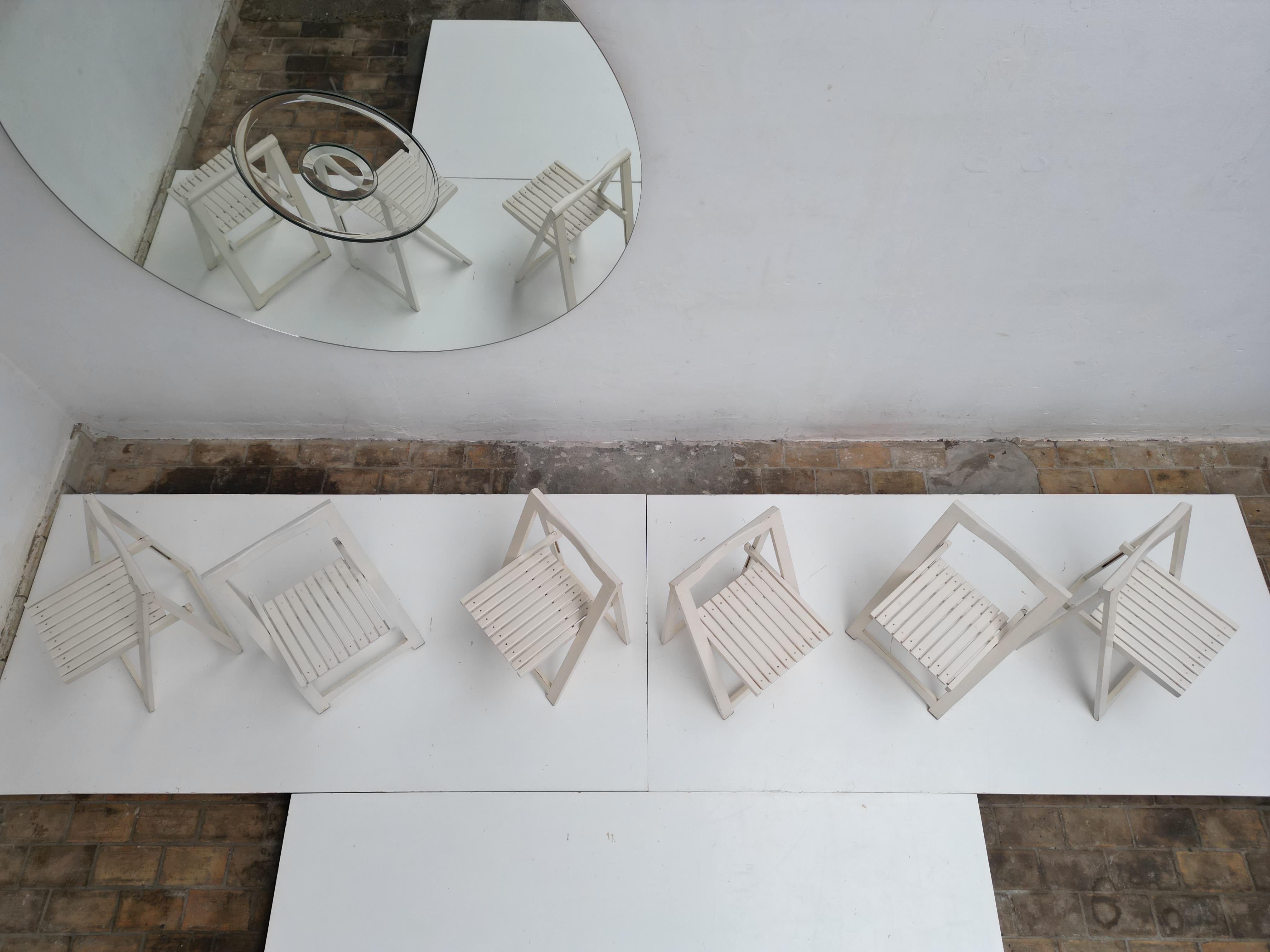 6 White Folding Chairs Attributed to Aldo Jacober for Alberto Bazzani Italy 1966 For Sale 2