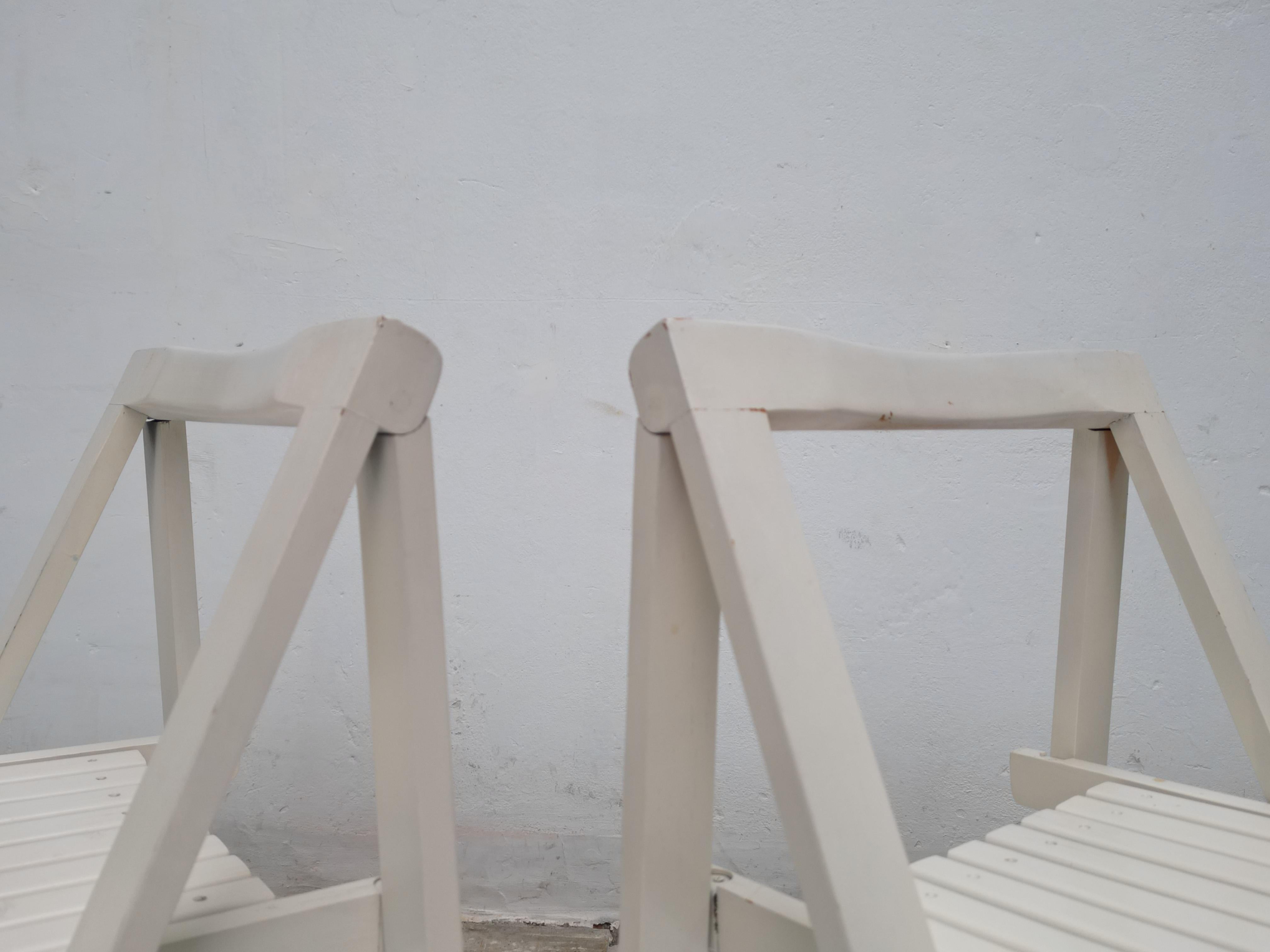 6 White Folding Chairs Attributed to Aldo Jacober for Alberto Bazzani Italy 1966 For Sale 4