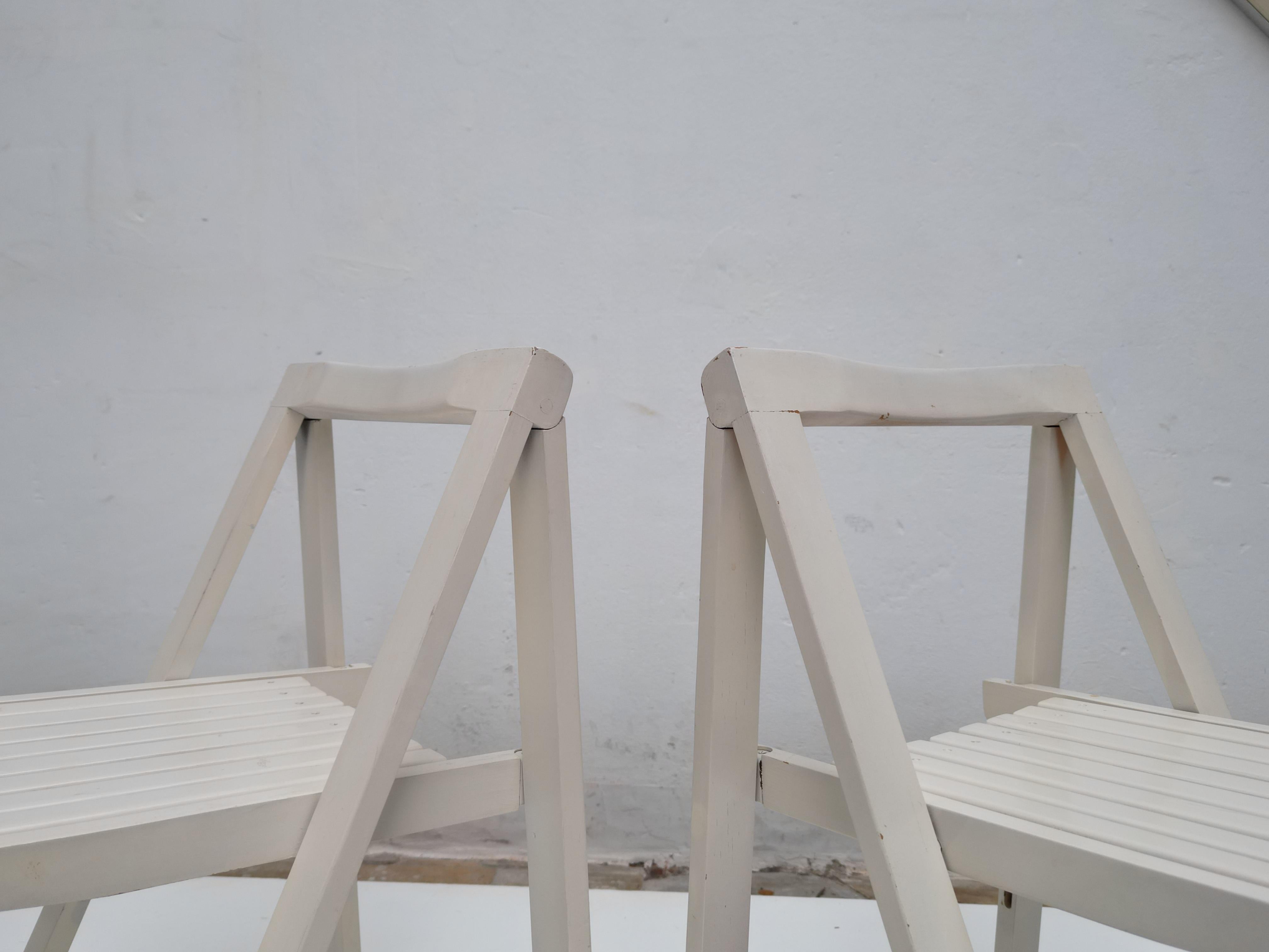 6 White Folding Chairs Attributed to Aldo Jacober for Alberto Bazzani Italy 1966 For Sale 5