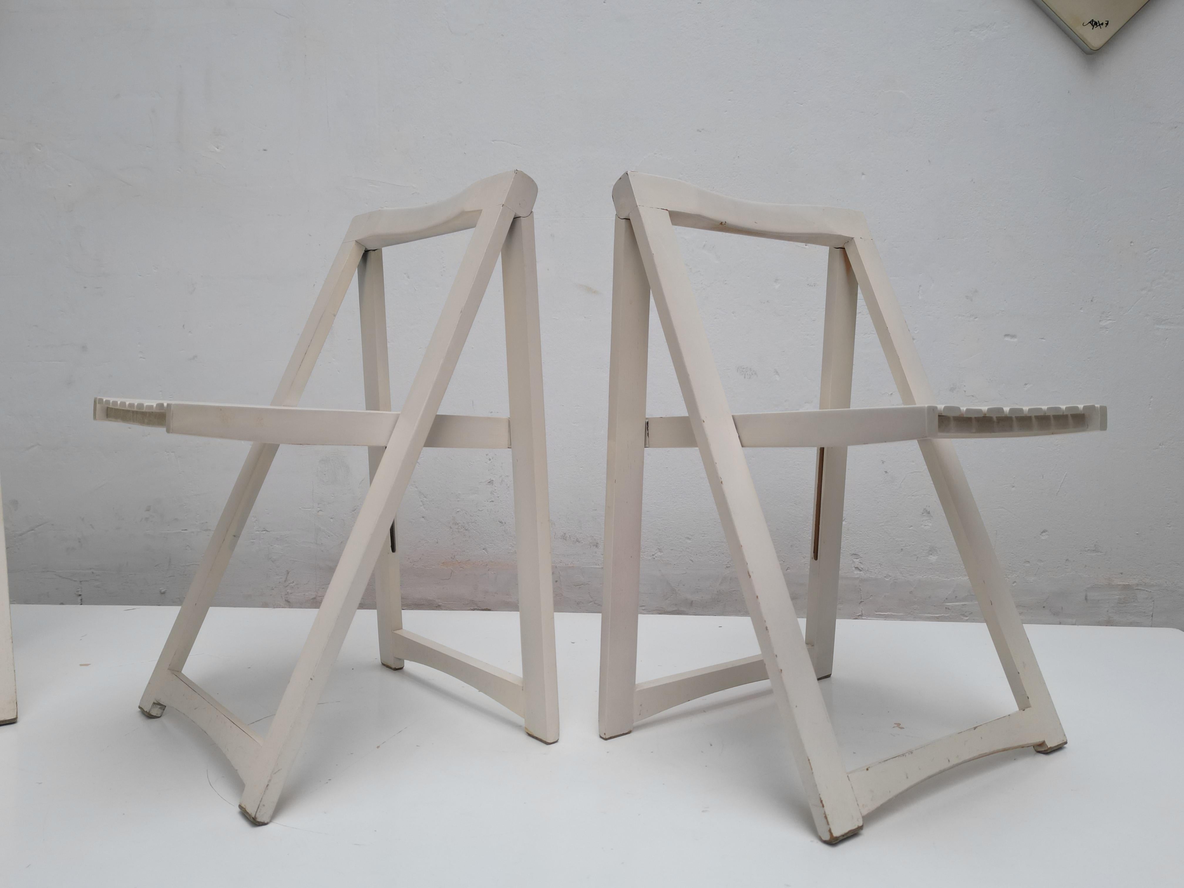 6 White Folding Chairs Attributed to Aldo Jacober for Alberto Bazzani Italy 1966 For Sale 7