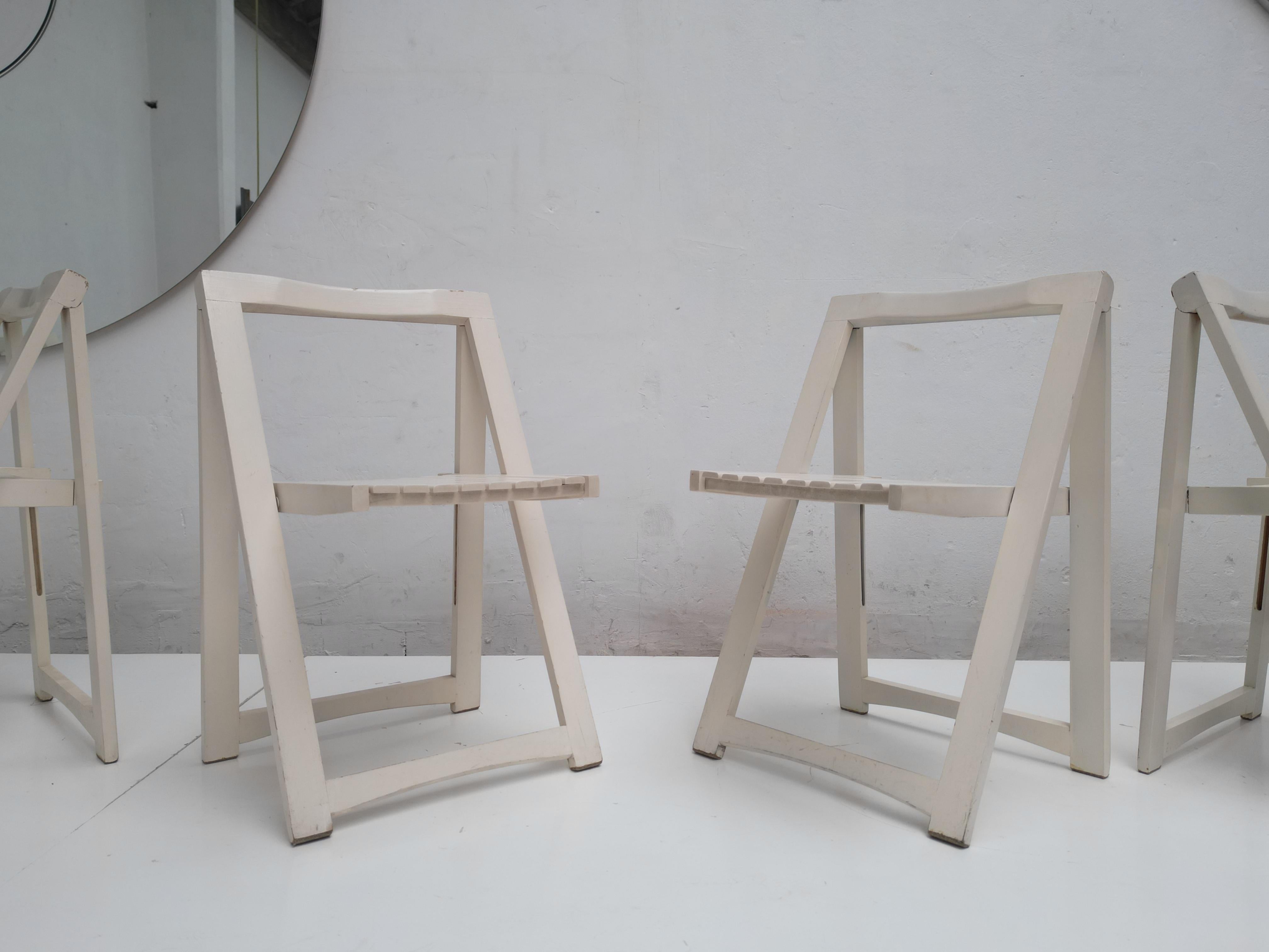 6 White Folding Chairs Attributed to Aldo Jacober for Alberto Bazzani Italy 1966 For Sale 8