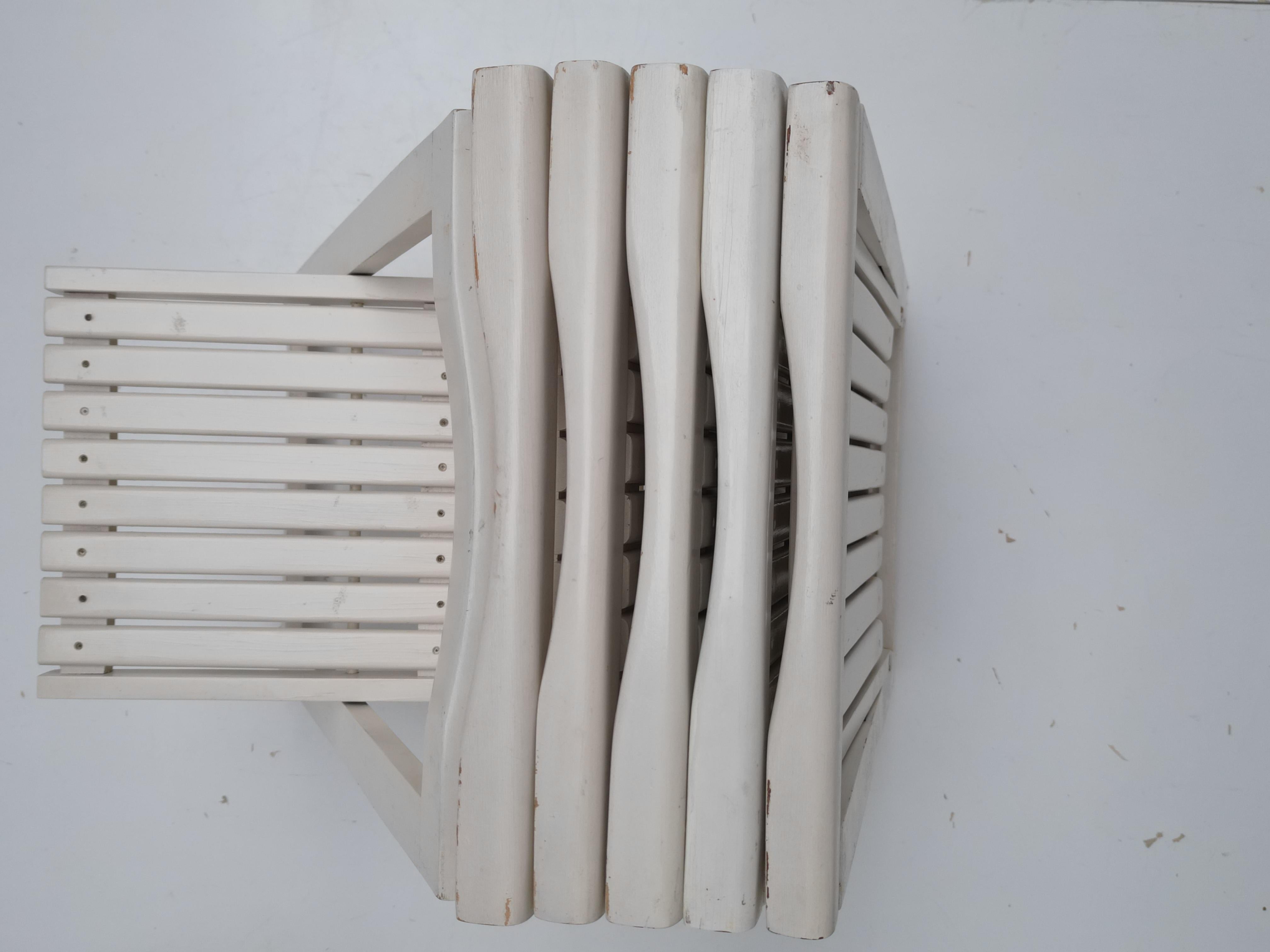 Stained 6 White Folding Chairs Attributed to Aldo Jacober for Alberto Bazzani Italy 1966 For Sale