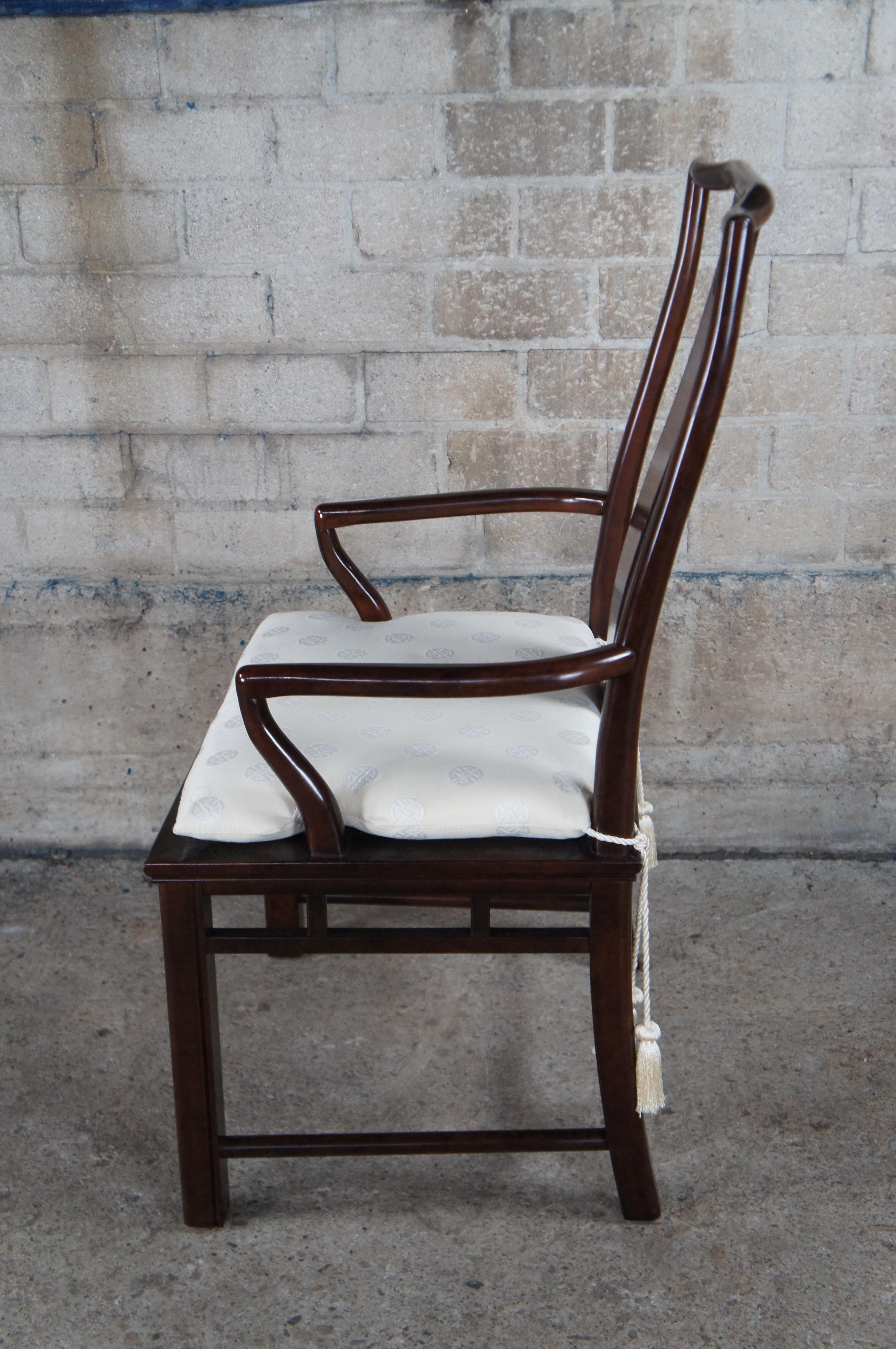 6 sedie da pranzo White Furniture Mandarin Mahogany & Burl Ming Chinoiserie in vendita 4