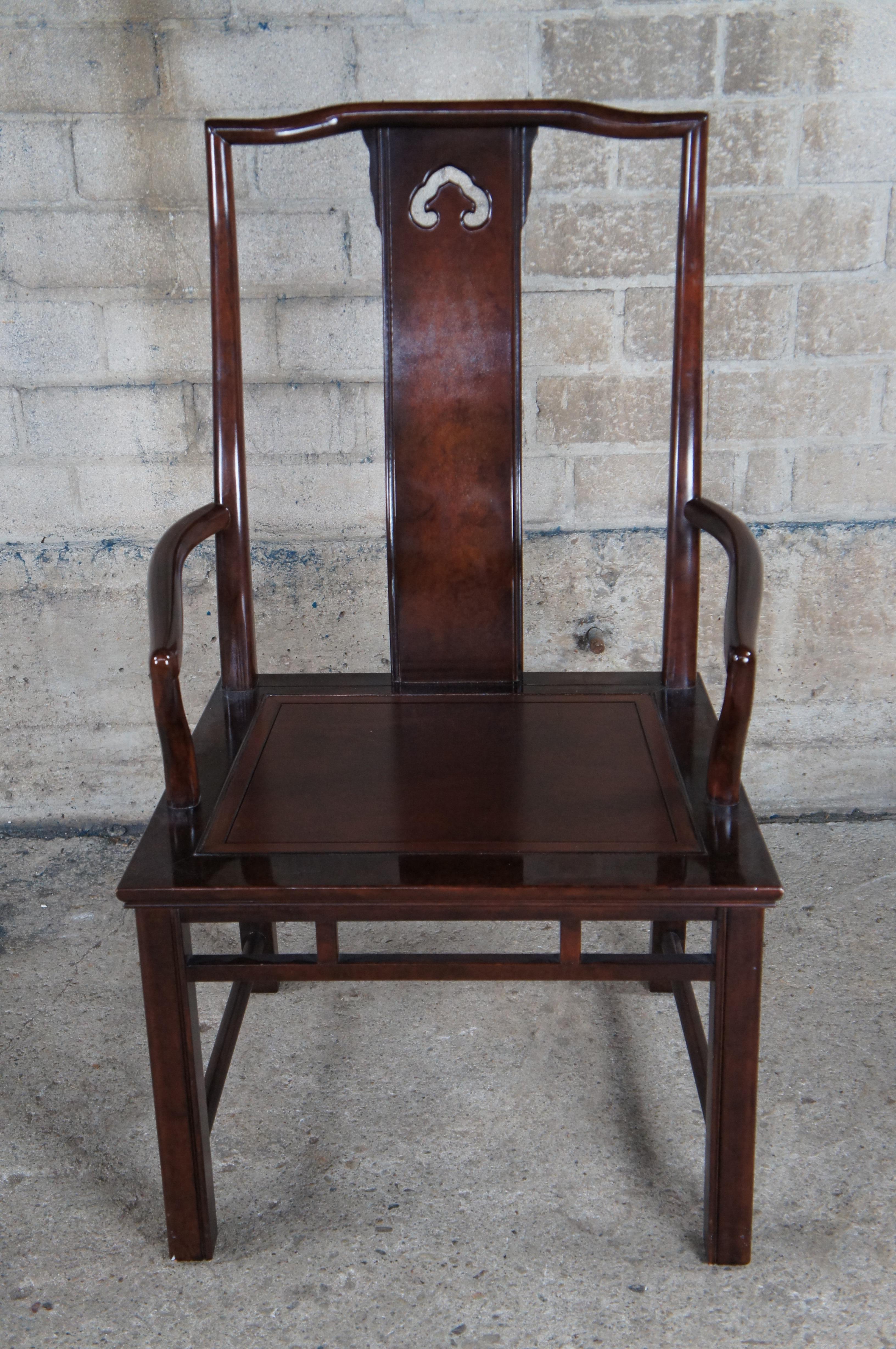 6 sedie da pranzo White Furniture Mandarin Mahogany & Burl Ming Chinoiserie in vendita 5
