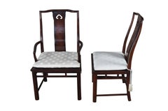 6 White Furniture Mandarin Mahogany & Burl Ming Chinoiserie Dining Chairs