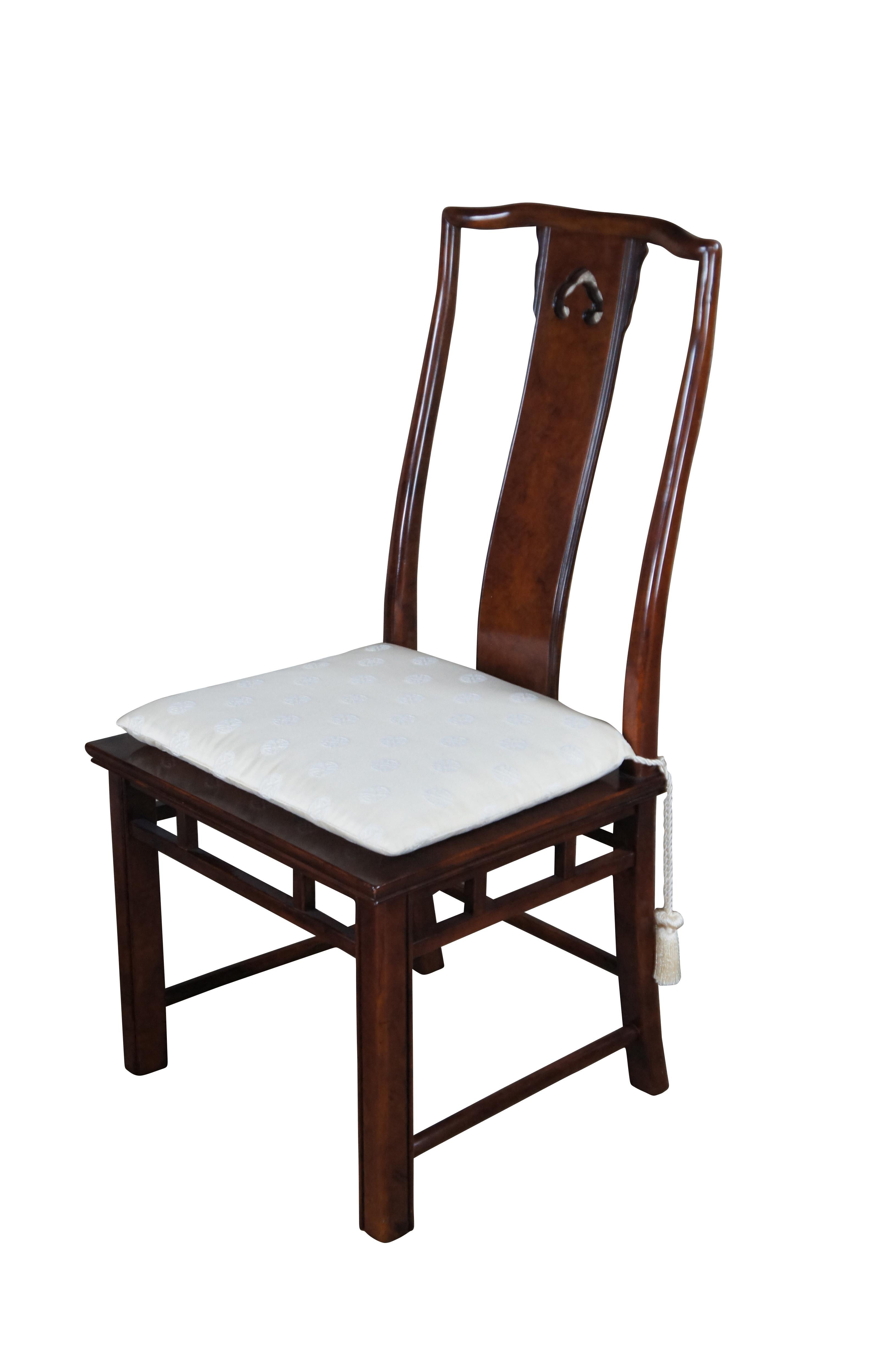 Cineserie 6 sedie da pranzo White Furniture Mandarin Mahogany & Burl Ming Chinoiserie in vendita