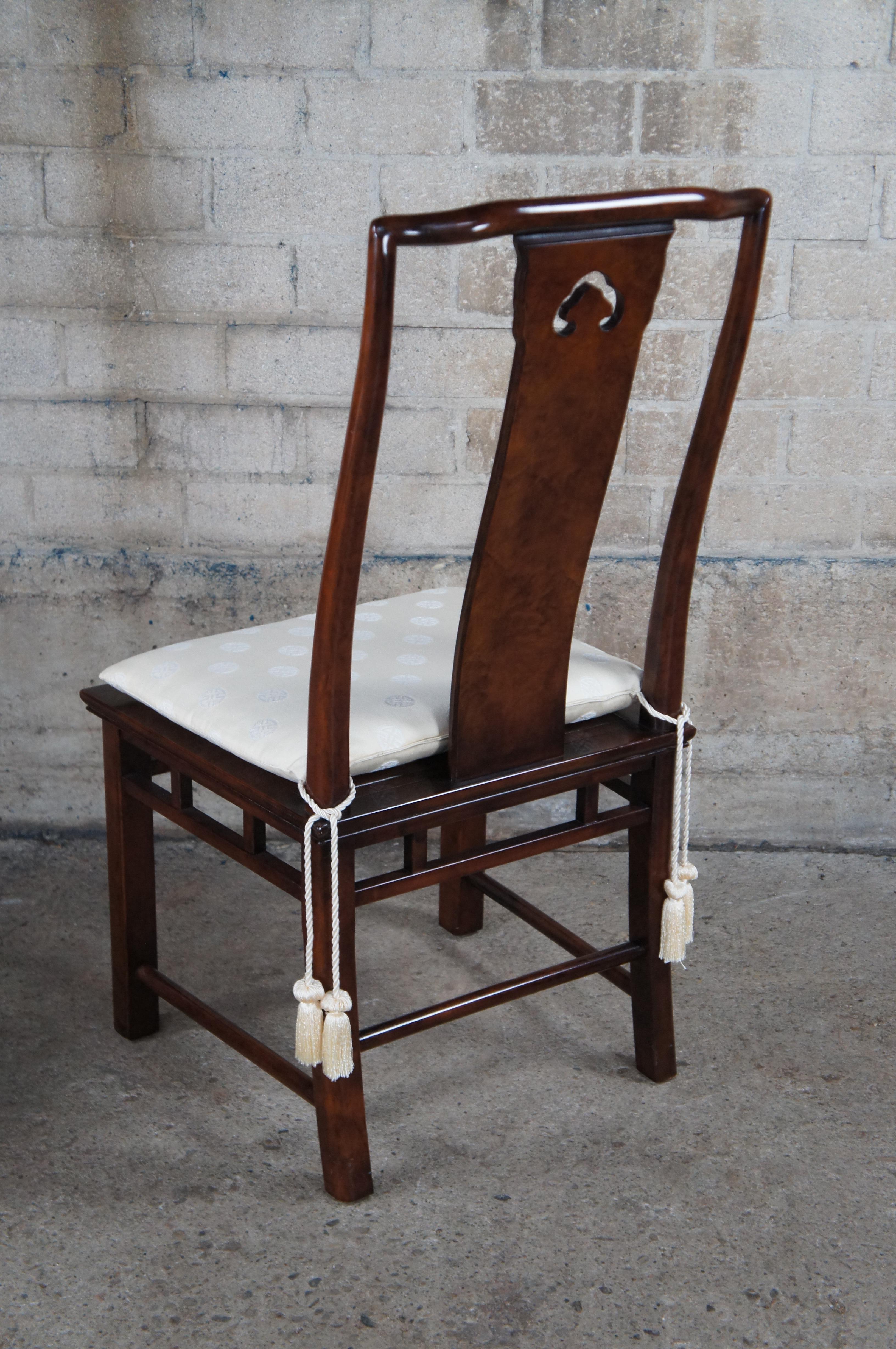 6 sedie da pranzo White Furniture Mandarin Mahogany & Burl Ming Chinoiserie In condizioni buone in vendita a Dayton, OH
