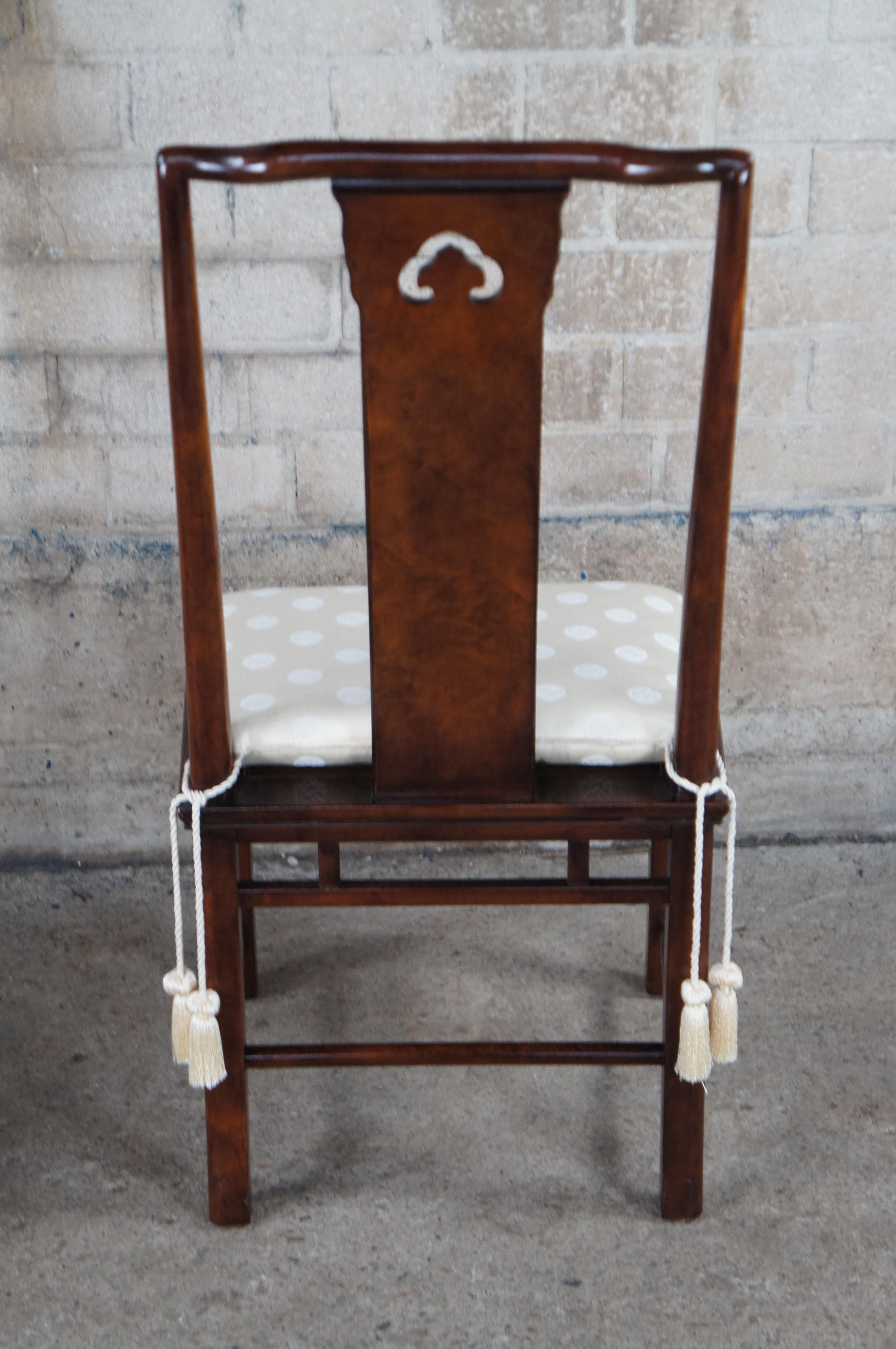 XX secolo 6 sedie da pranzo White Furniture Mandarin Mahogany & Burl Ming Chinoiserie in vendita