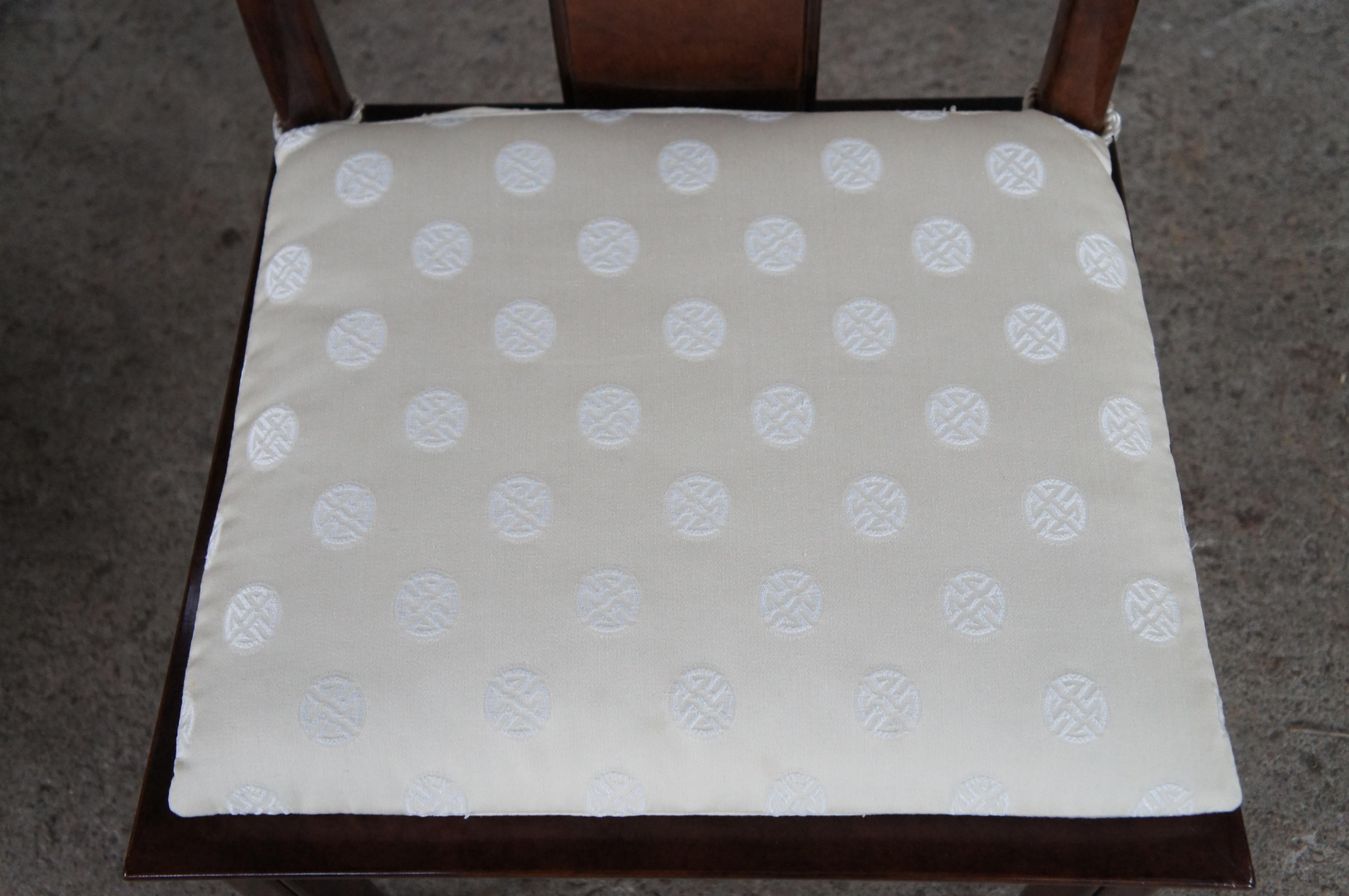 Tessuto 6 sedie da pranzo White Furniture Mandarin Mahogany & Burl Ming Chinoiserie in vendita