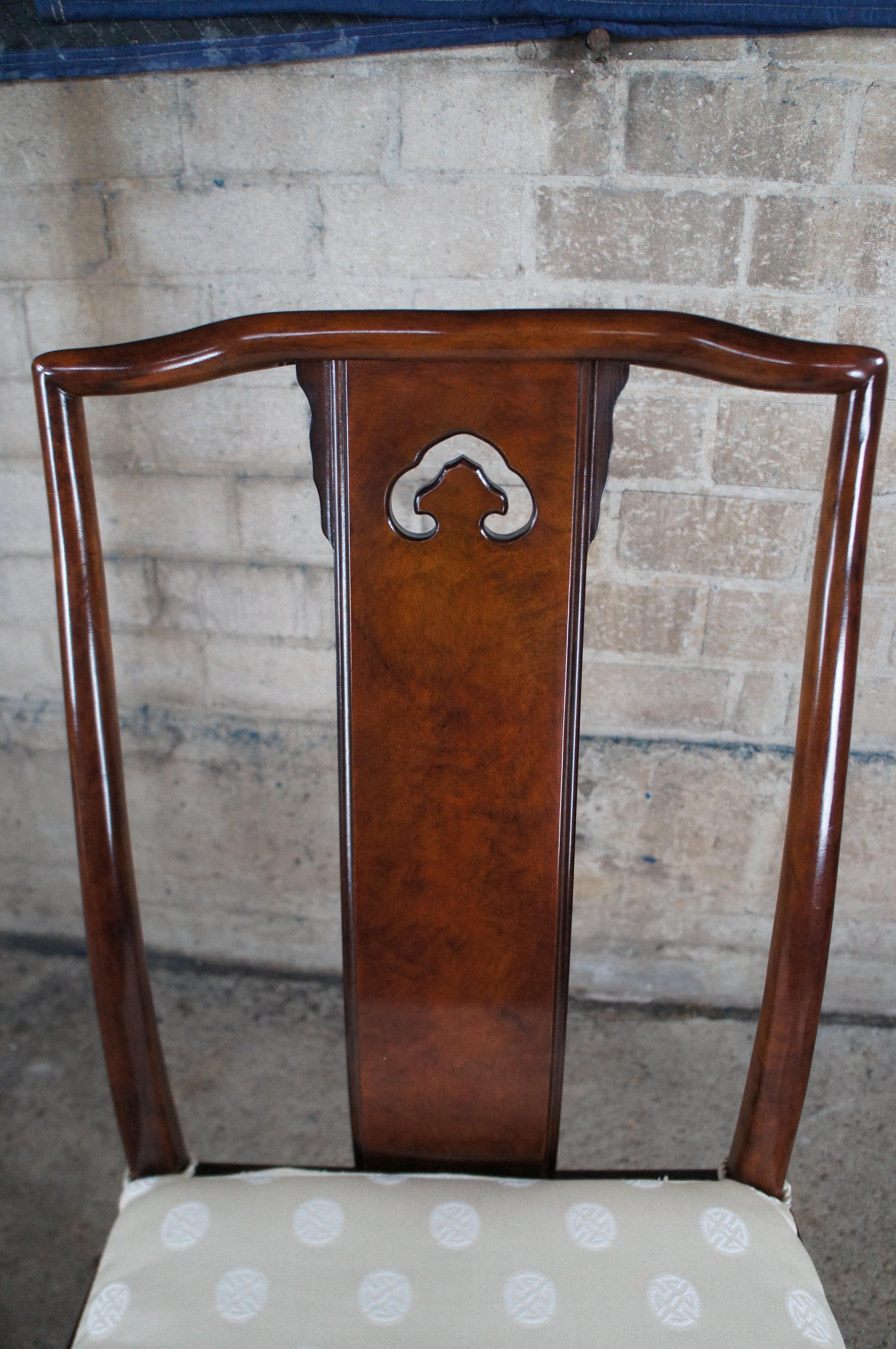 6 sedie da pranzo White Furniture Mandarin Mahogany & Burl Ming Chinoiserie in vendita 2
