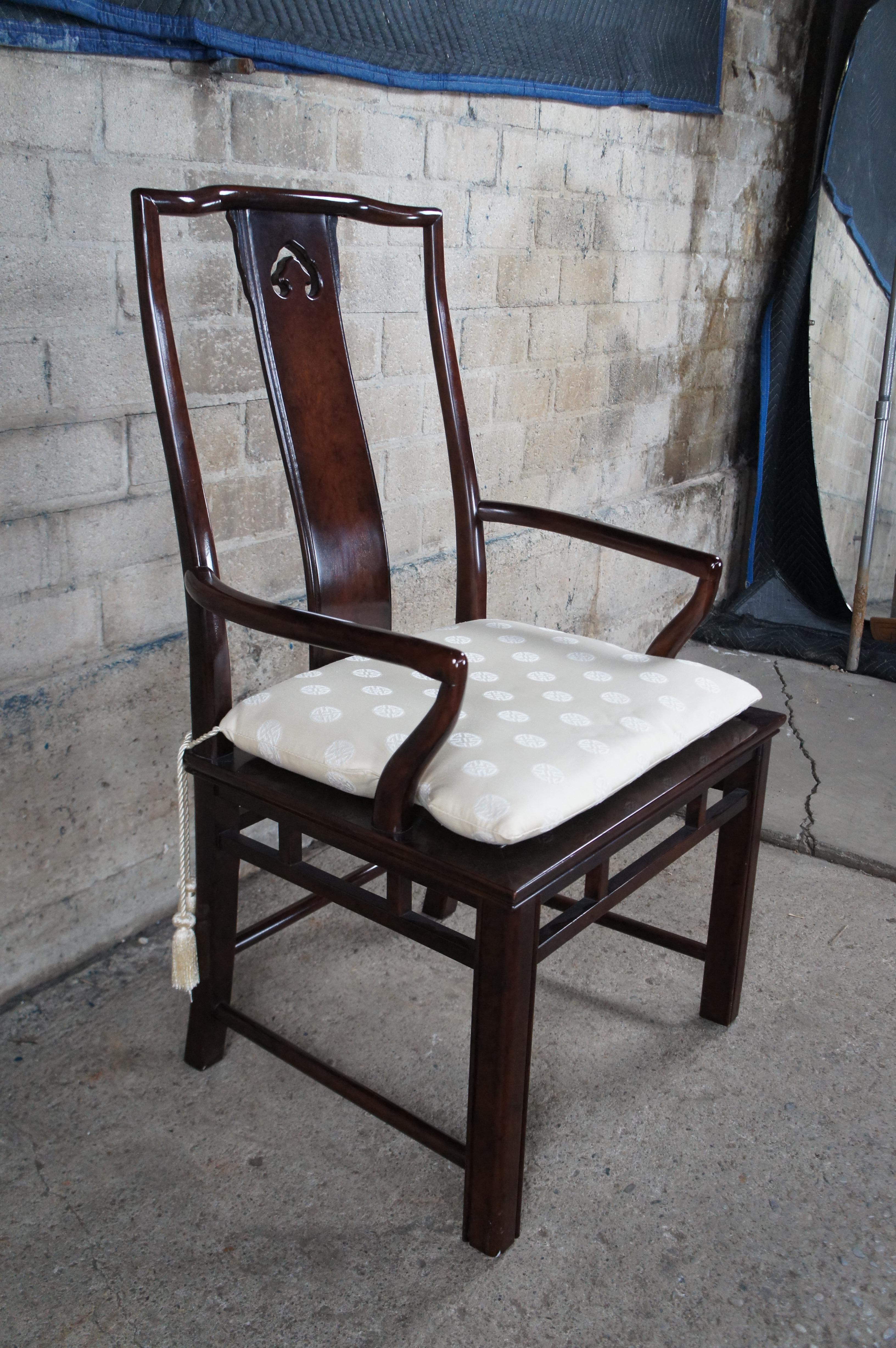 6 sedie da pranzo White Furniture Mandarin Mahogany & Burl Ming Chinoiserie in vendita 3