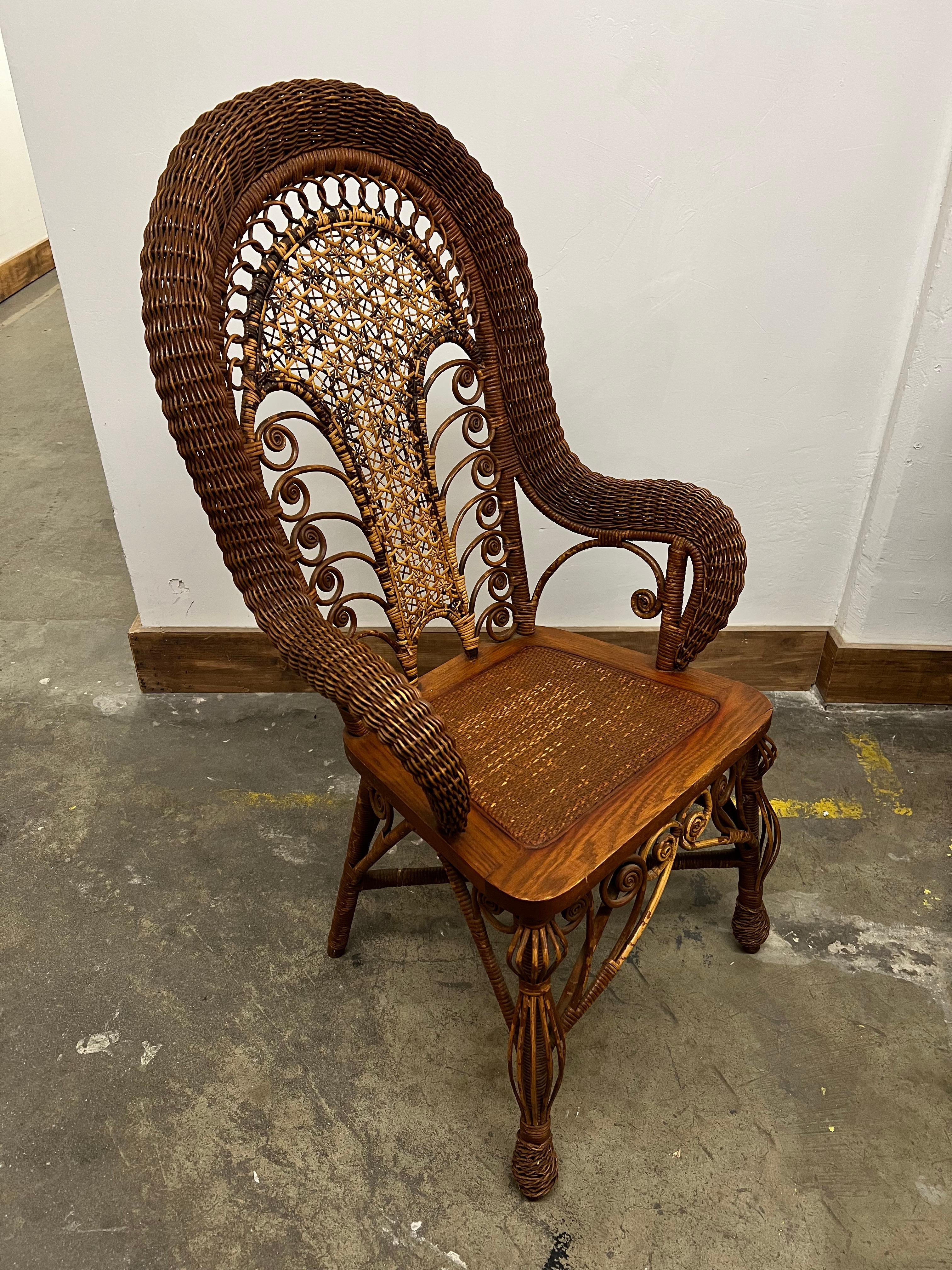Hand-Crafted 6 Wicker Dining Room Chairs For Sale