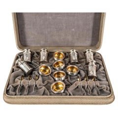 6 Wilcox & Wagoner Sterling Salt Cellars, Pepper Shakers, Salt Spoons by Watson