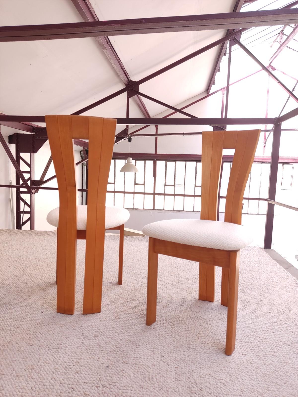 20th Century 6 Woods and Bouclé Chairs For Sale