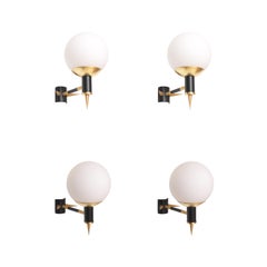 6 lampade da parete moderne in stile anni '60 di Yannis Dimitrousis in ottone e vetro Grecia 2022