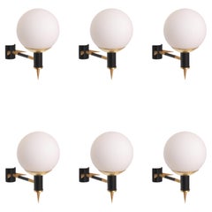 6 x Apliques Modernos Estilo Años 60 de Yannis Dimitrousis Latón Vidrio Grecia 2022