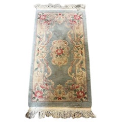 6' x 2' Tiefer Aubusson-Teppich mit französischen Rosenmuster 3,5' x 2'