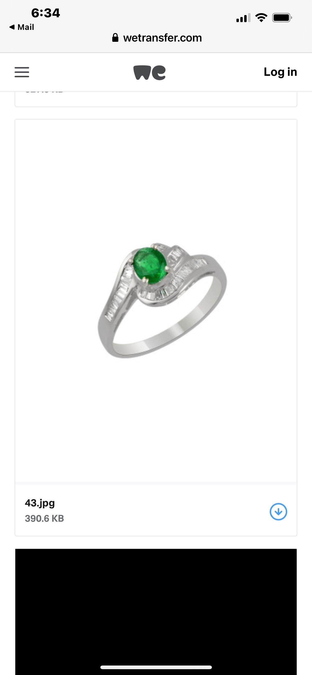Natural Brazilian Emerald & Diamond Ring 18 Karat White Gold For Sale 1