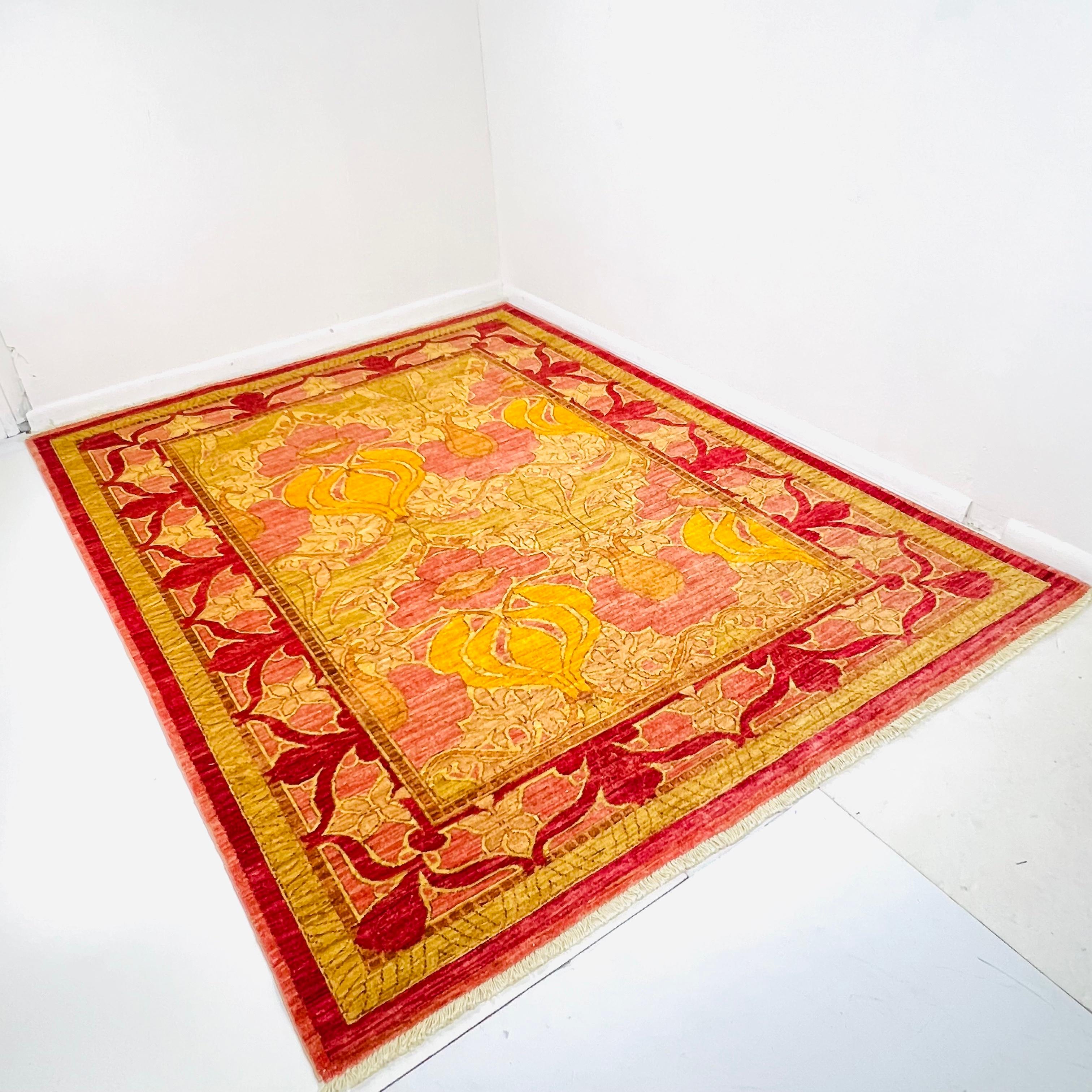 Pakistani 6' X 8' Arts and Crafts Area Rug For Sale