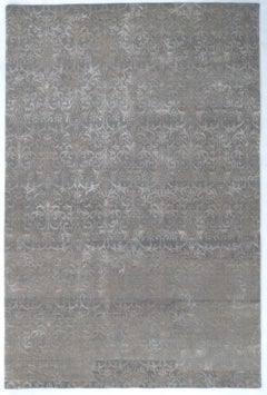 6' x 9' Hand-Knotted Marquis Transitional Wool and Silk Rug in Smoky Gray