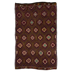 Tapis Kilim anatolien vintage en laine Jijim tissé à la main multicolore 6x9,6 m